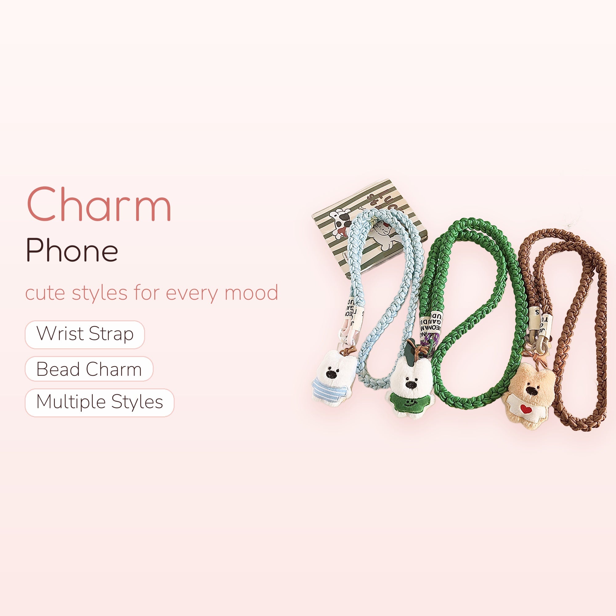 Cute Braided Lanyard Phone Charm | Plush Bear Strap for Phone Case