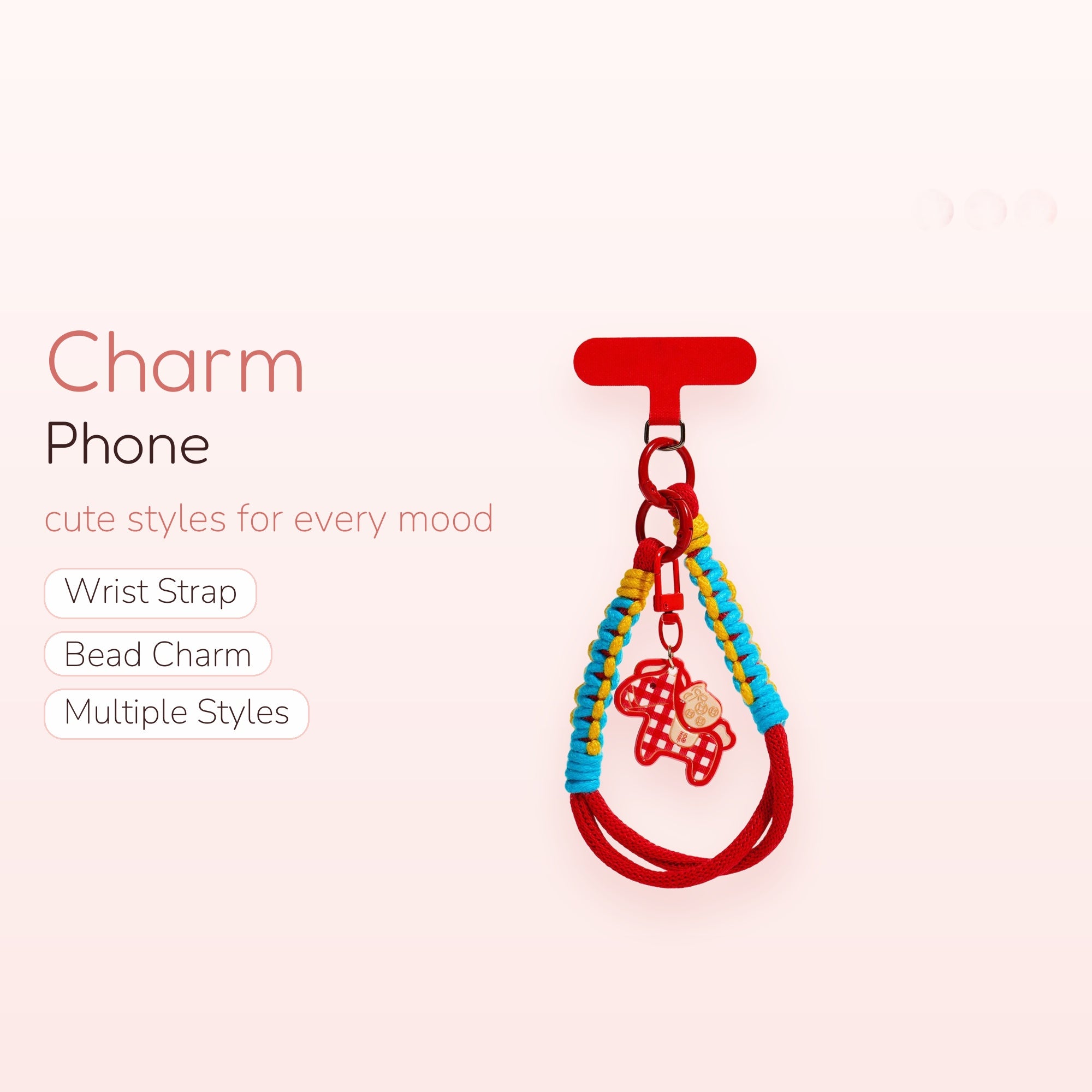 Red Braided Knot Phone Charm | Lucky Horse Wrist Lanyard