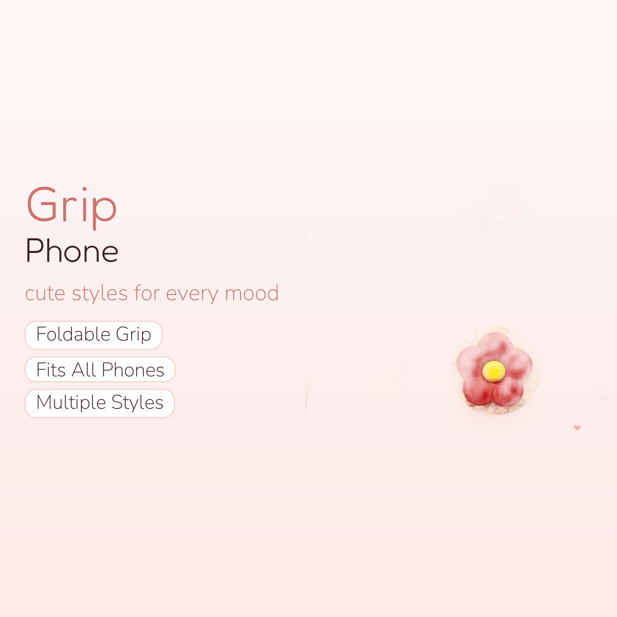 Cute Flower Phone Grip | Kawaii Pastel Silicone Pop Socket Stand