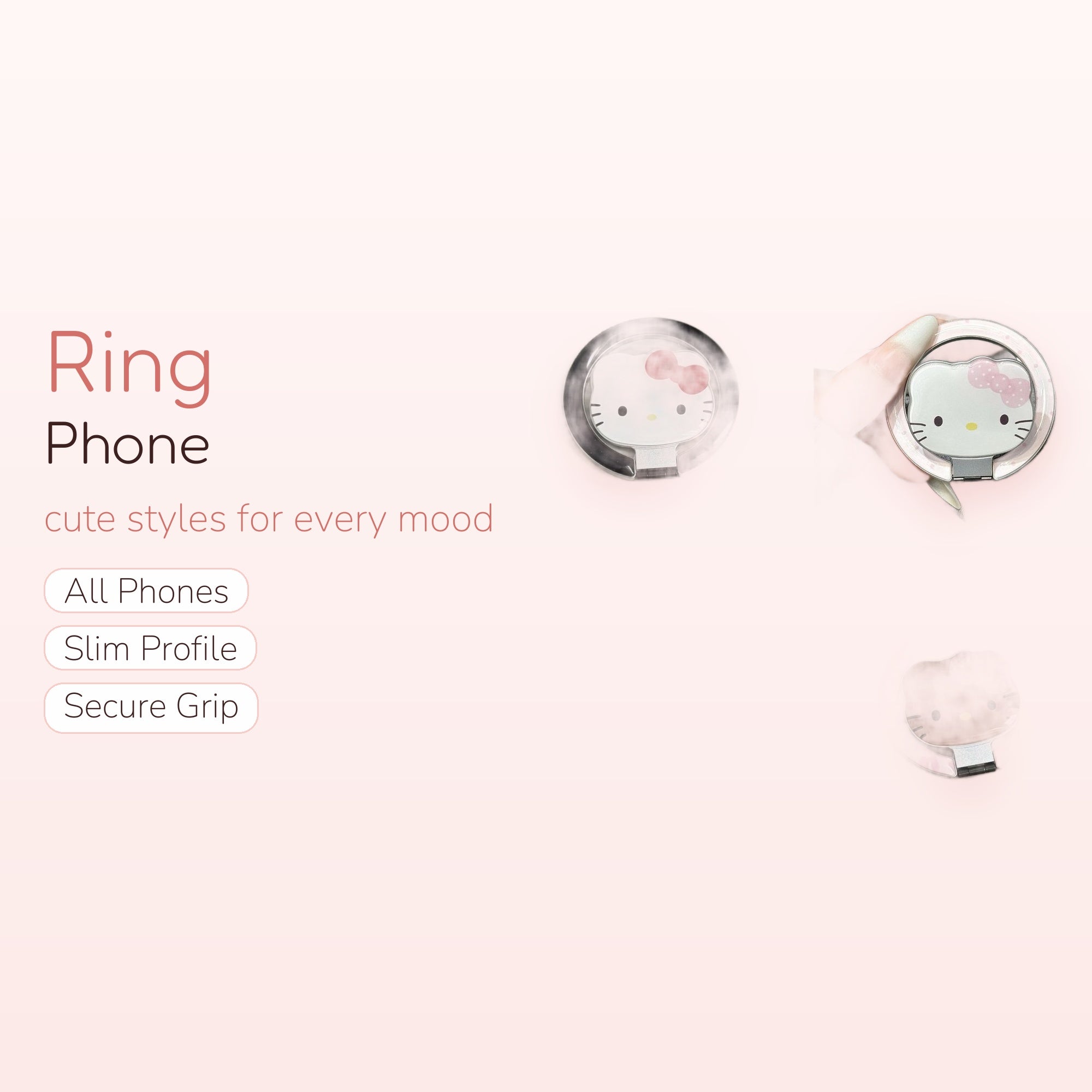Kawaii Hello Kitty Phone Ring | Cute Sanrio Character Finger Holder Kickstand
