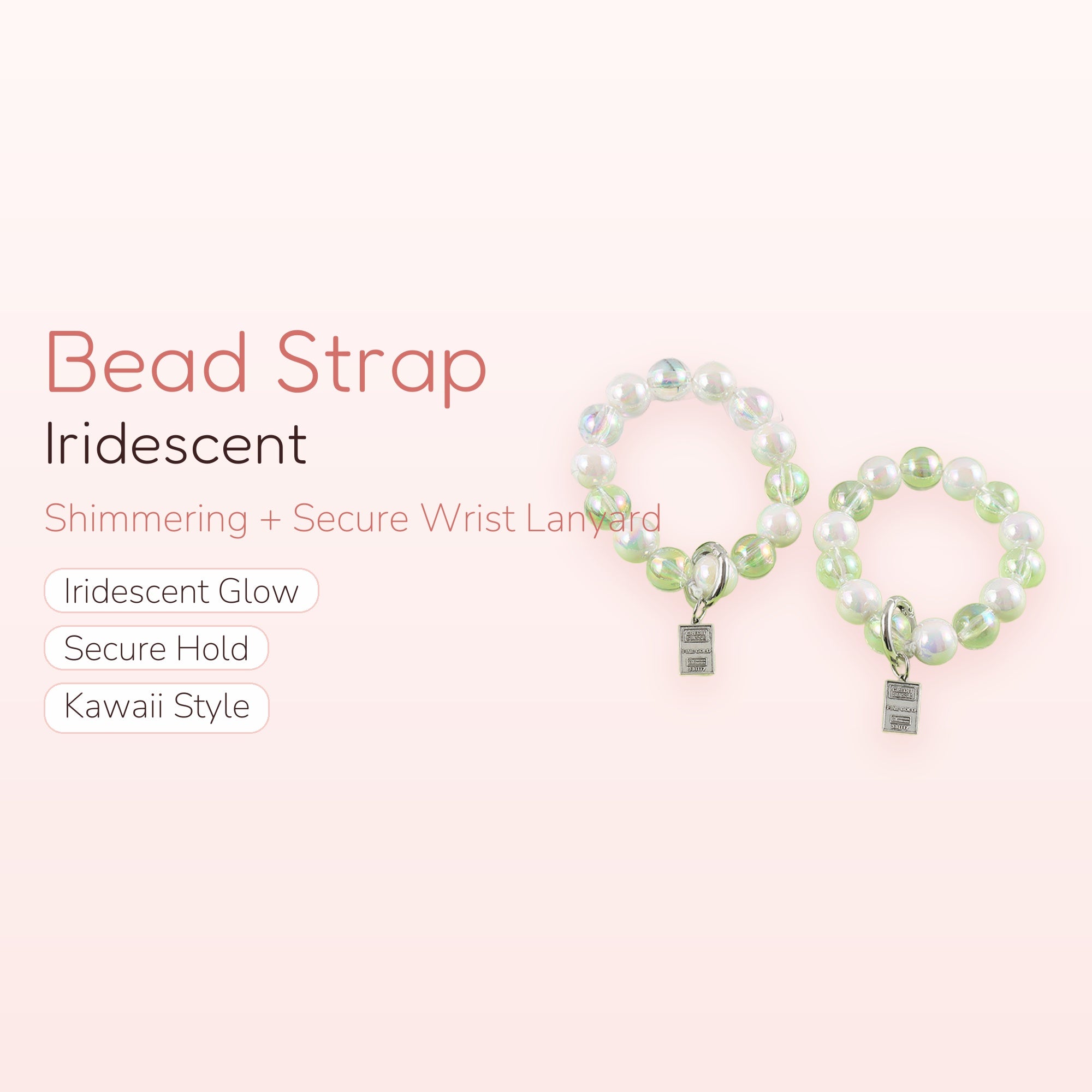 Iridescent Pearl Phone Charm Strap | Cute Beaded Wrist Lanyard