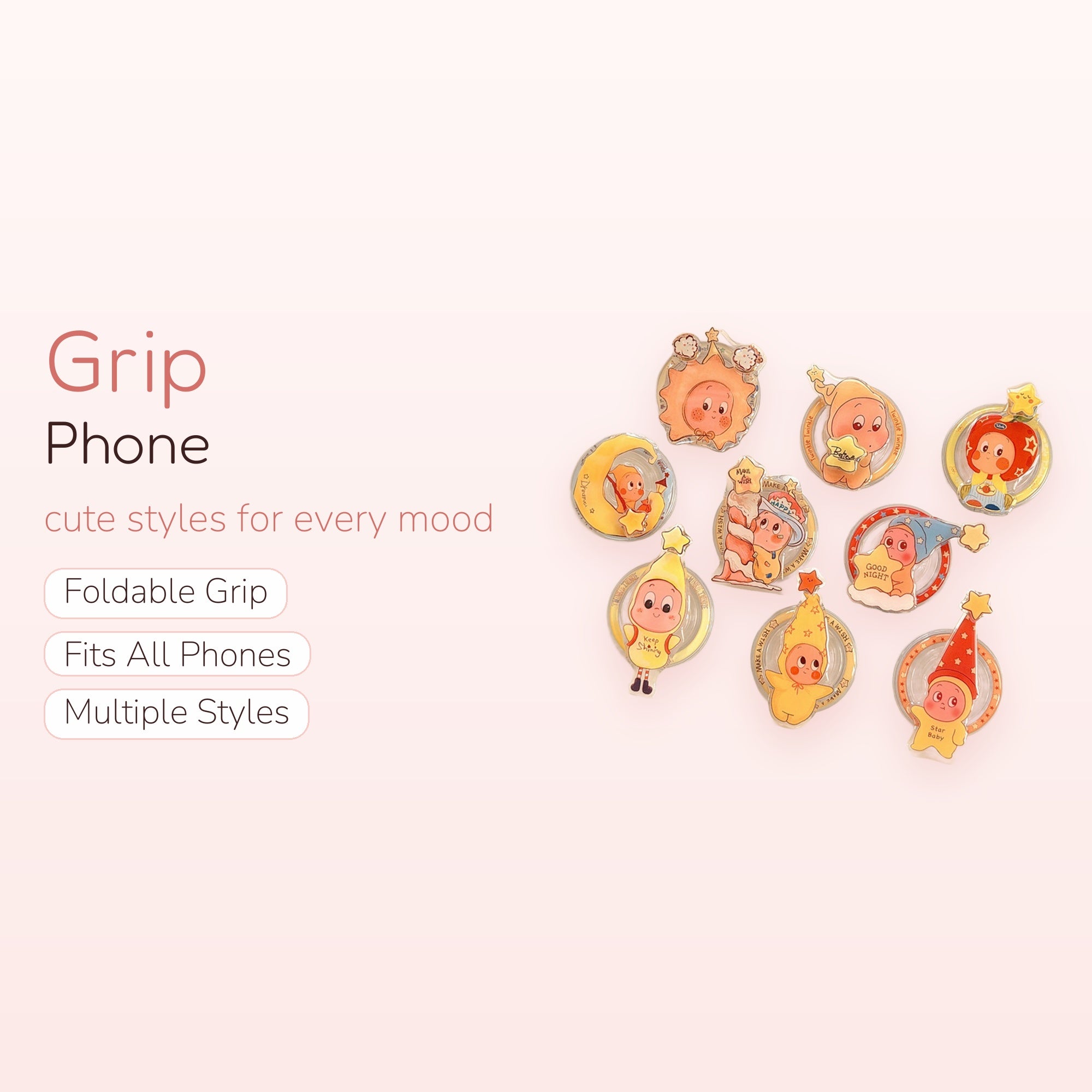 Kawaii Baby Star Phone Grip Collection | Cute Dreamer Pop Socket Stand