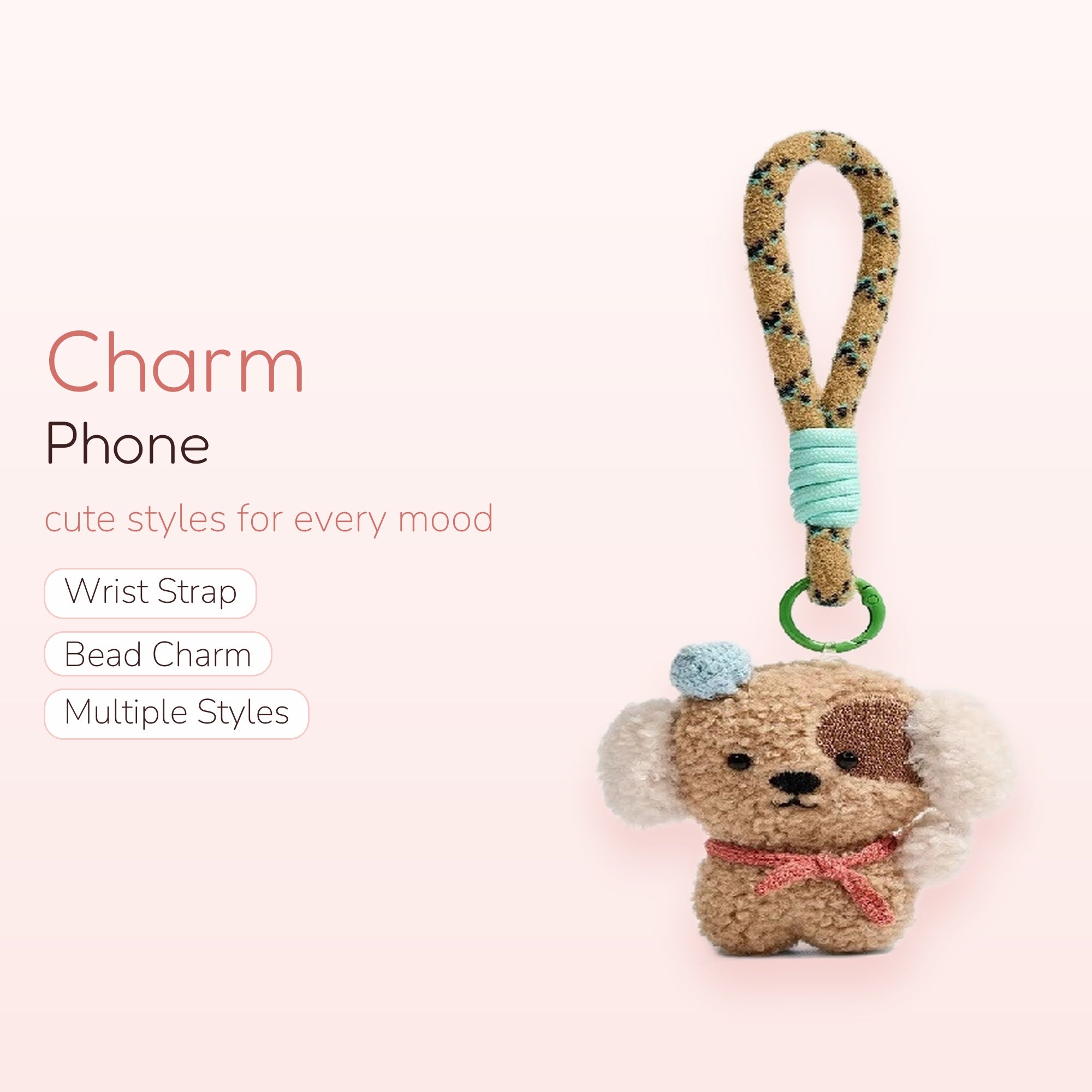 Cute Fluffy Dog Phone Charm | Kawaii Puppy Keychain for Phones