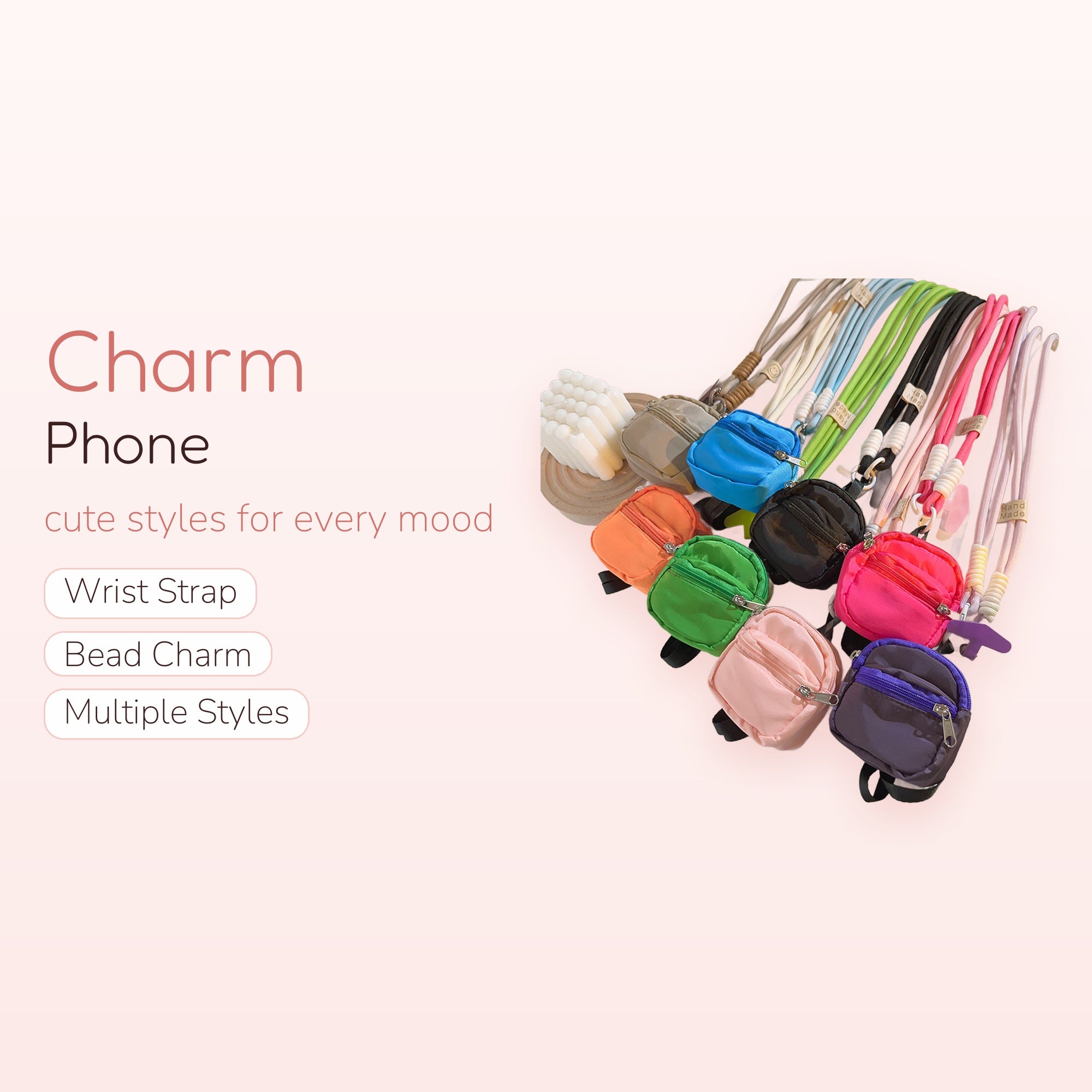 Mini Backpack Phone Charms with Lanyard Straps | Cute Colorful Keychain Accessories