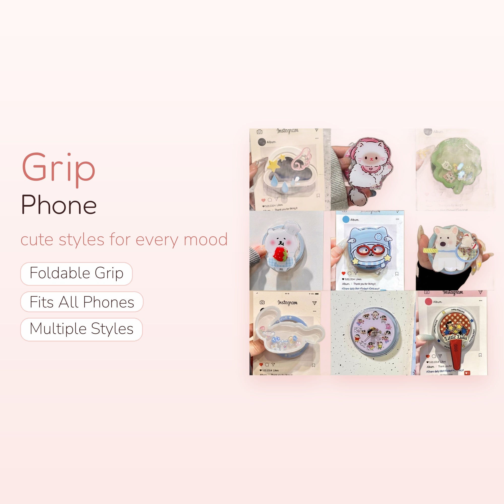 Kawaii Cloud & Raindrop Phone Grip | Aesthetic Sky Pop Socket Stand
