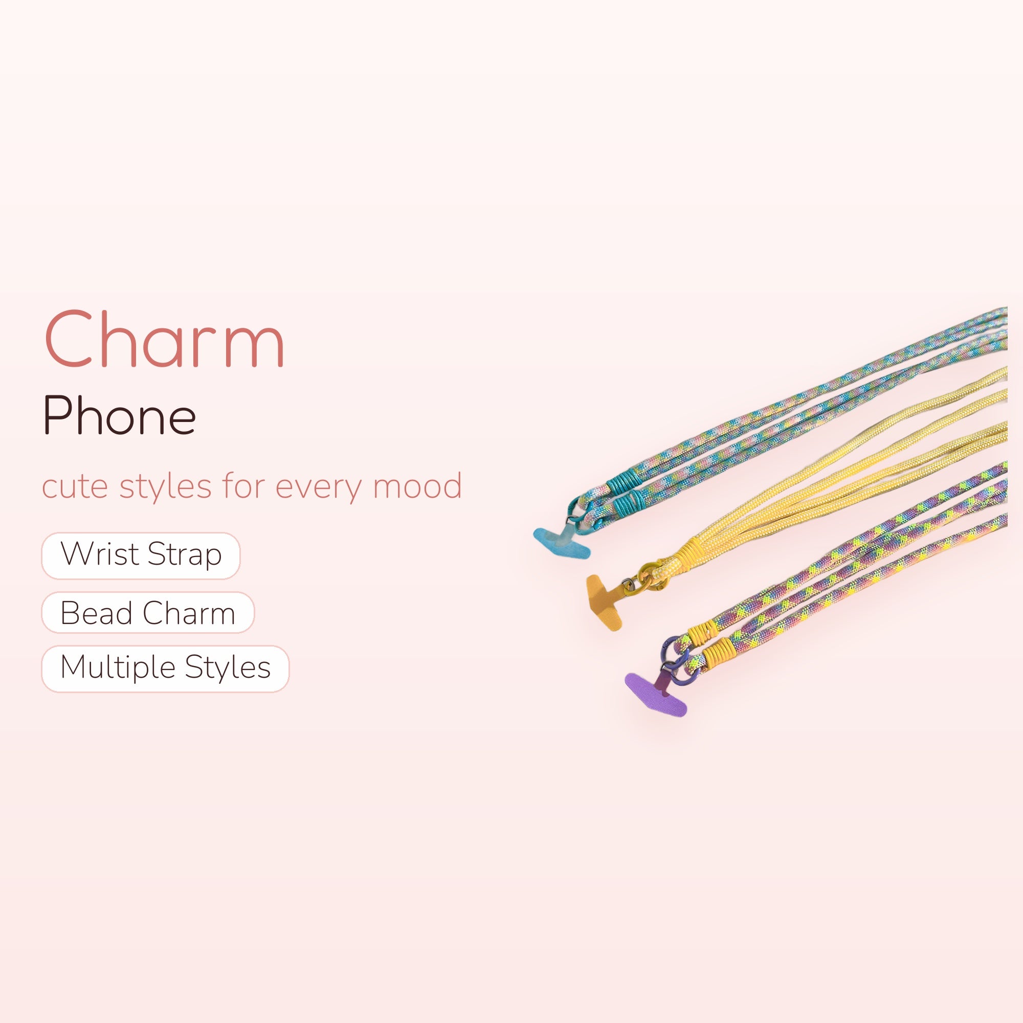 Rainbow Braided Phone Lanyard | Colorful Crossbody Strap with Phone Anchor