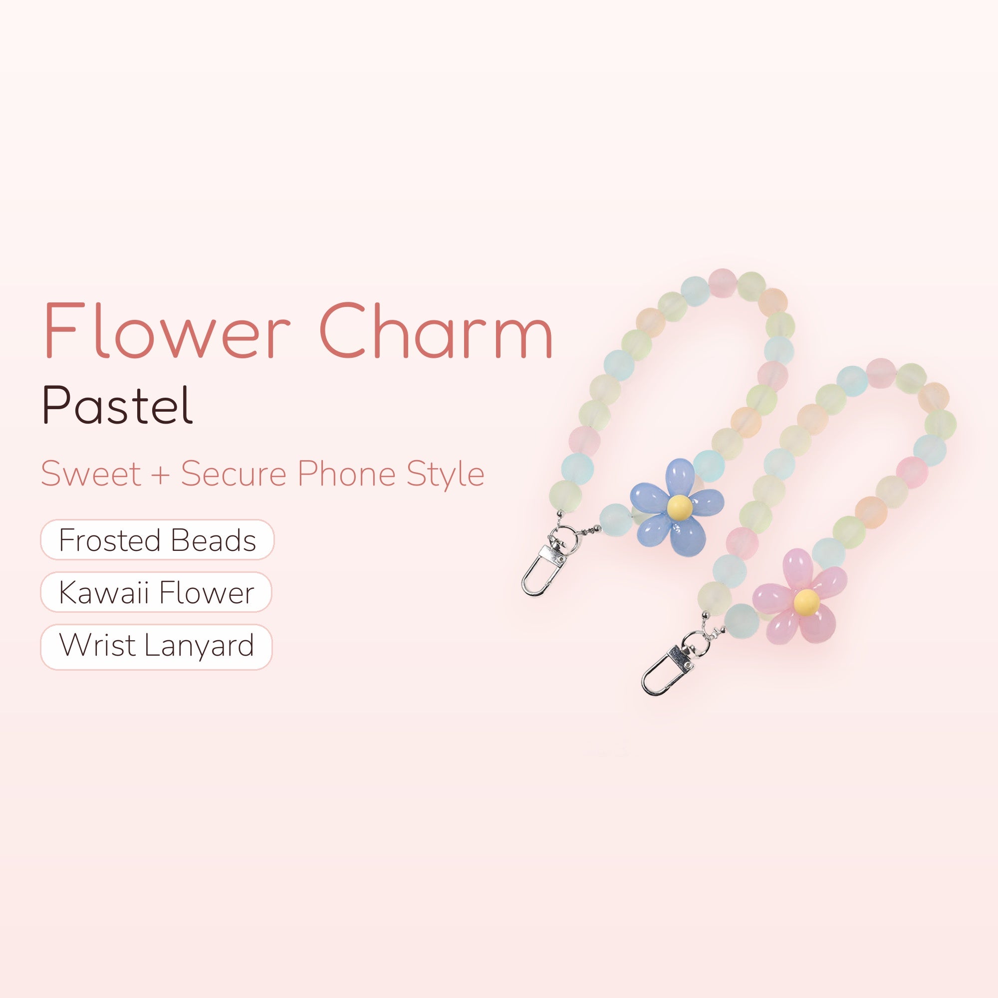 Tulip Season — Pastel Tulip Beaded Phone Charm Strap