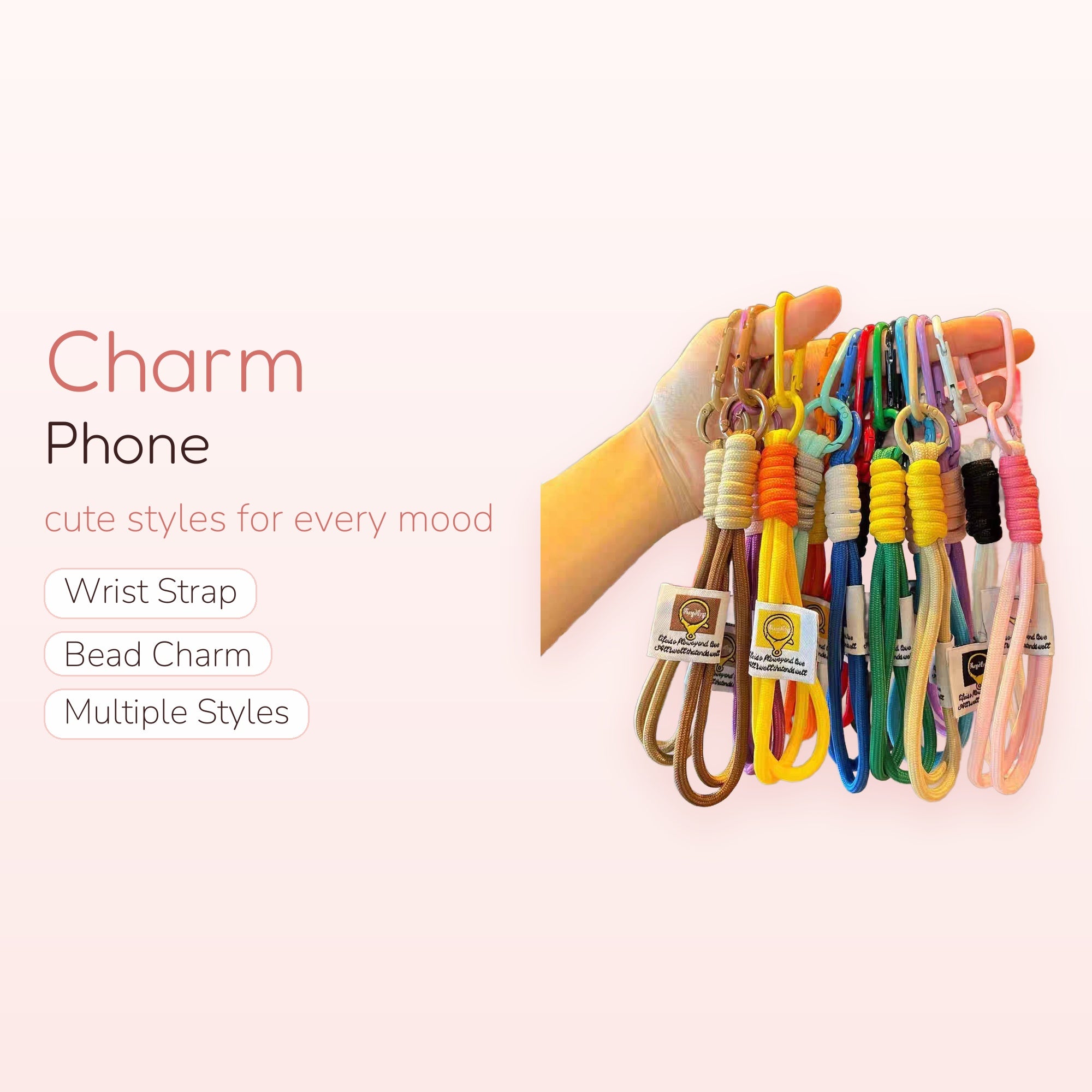 Colorful Braided Rope Phone Charm Strap | Aesthetic Wrist Lanyard Keychain