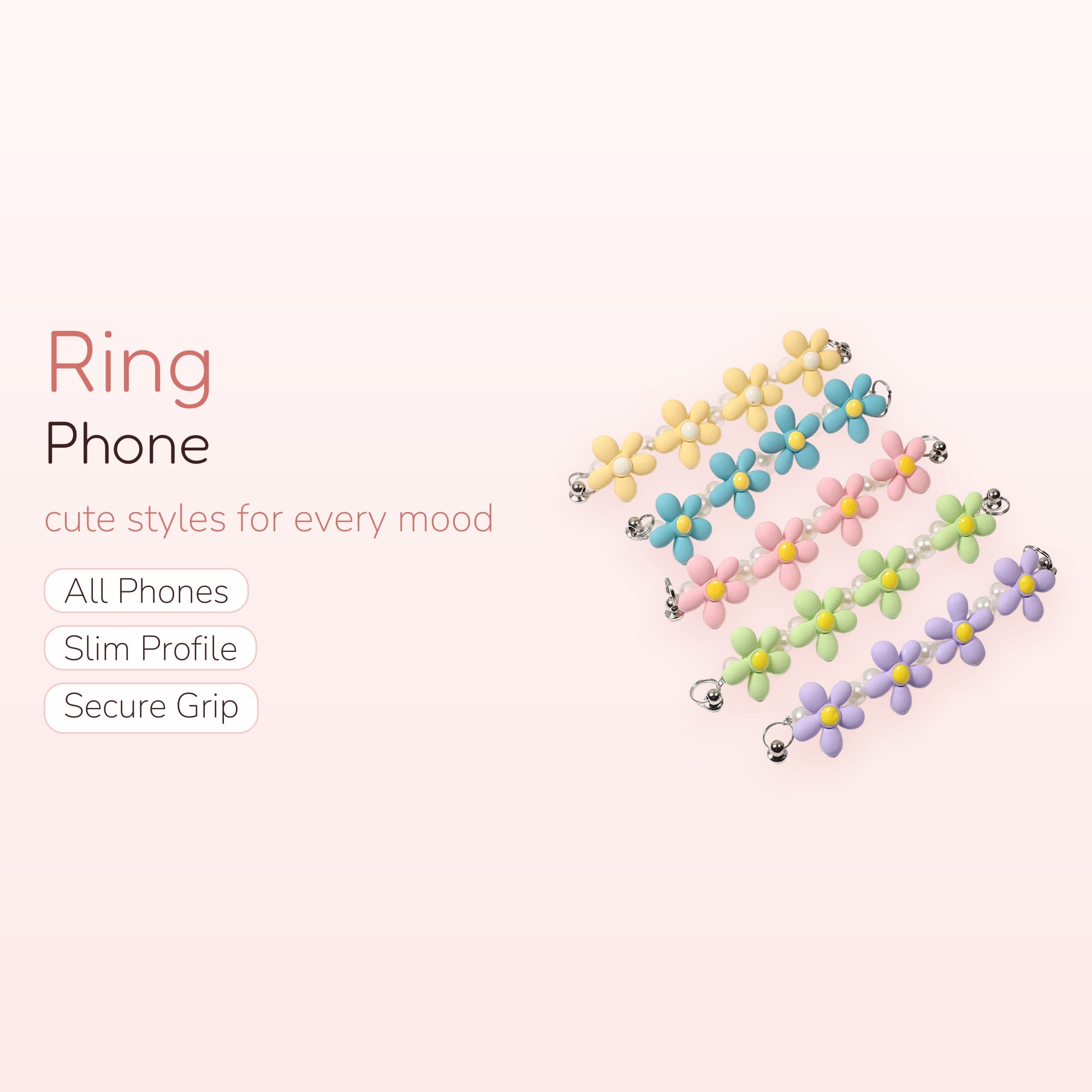 Pastel Daisy Pearl Phone Ring | Cute Y2K Finger Holder