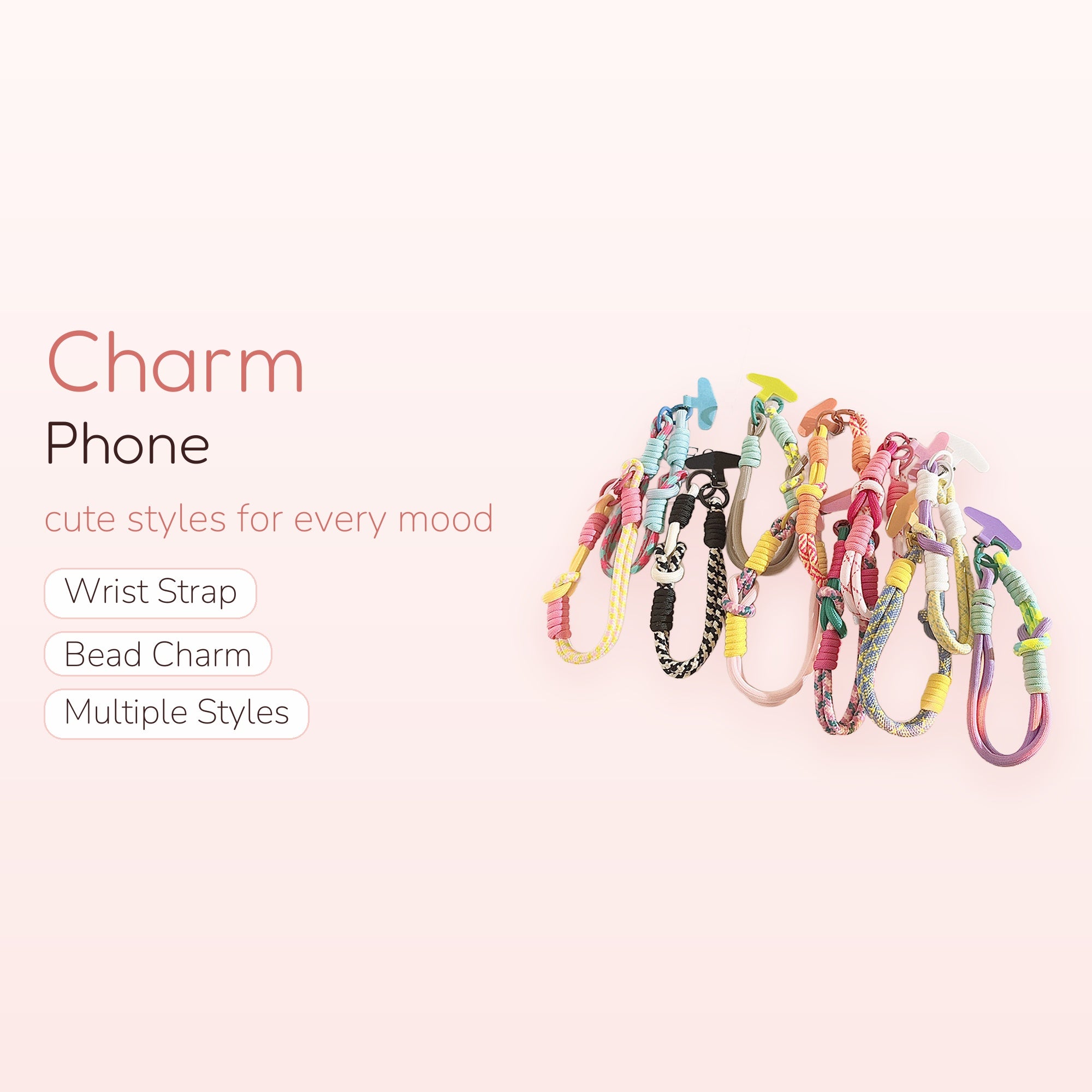 Aesthetic Braided Rope Phone Charm Strap | Colorful Knotted Wrist Lanyard