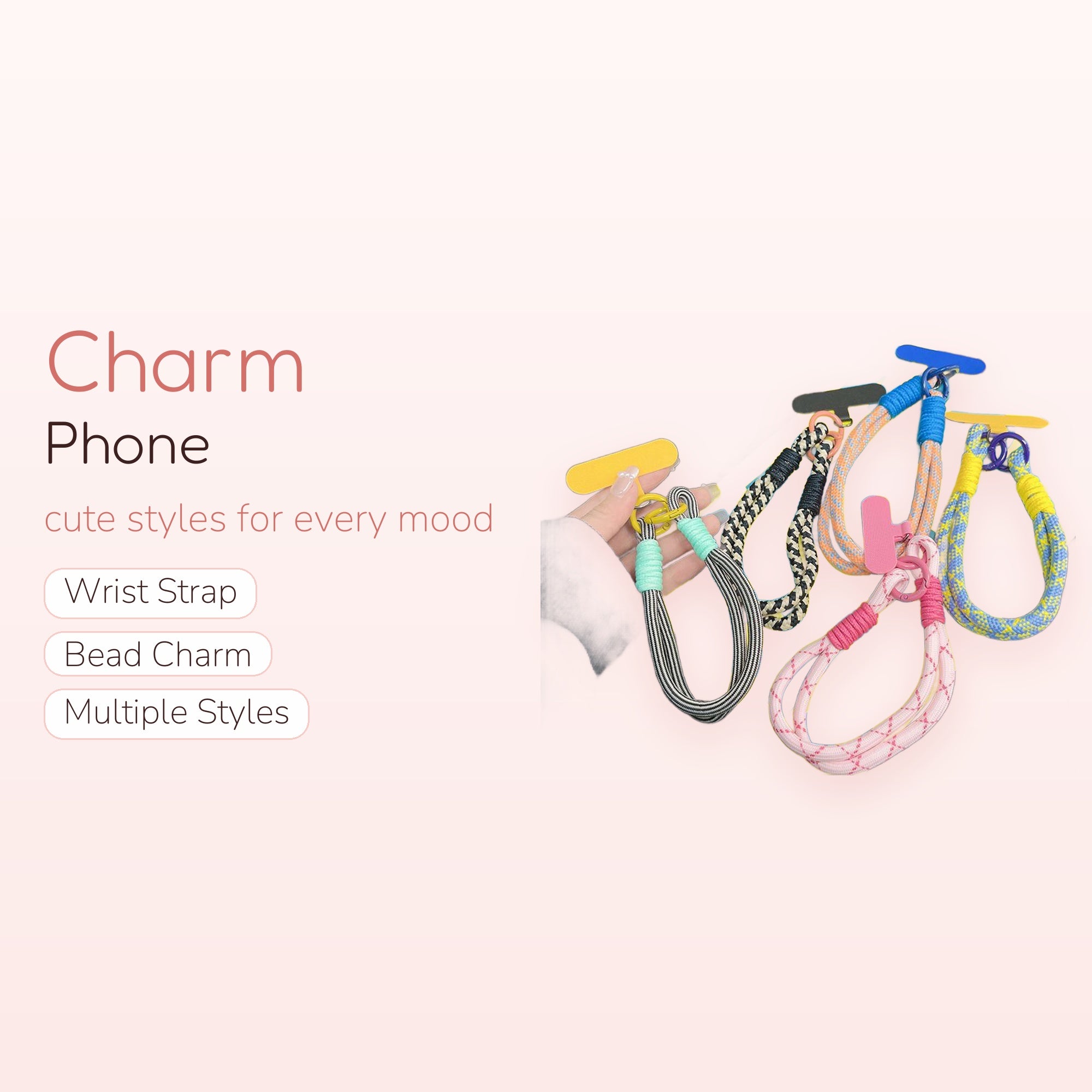 SimplyBubbi — Braided Wrist Phone Strap with Patch | Colorful Lanyard Set