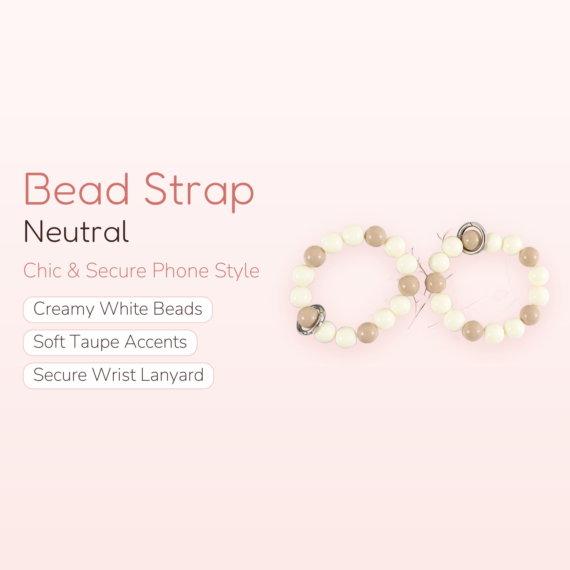 Quiet Luxury — Neutral Tone Beaded Phone Charm Wrist Lanyard