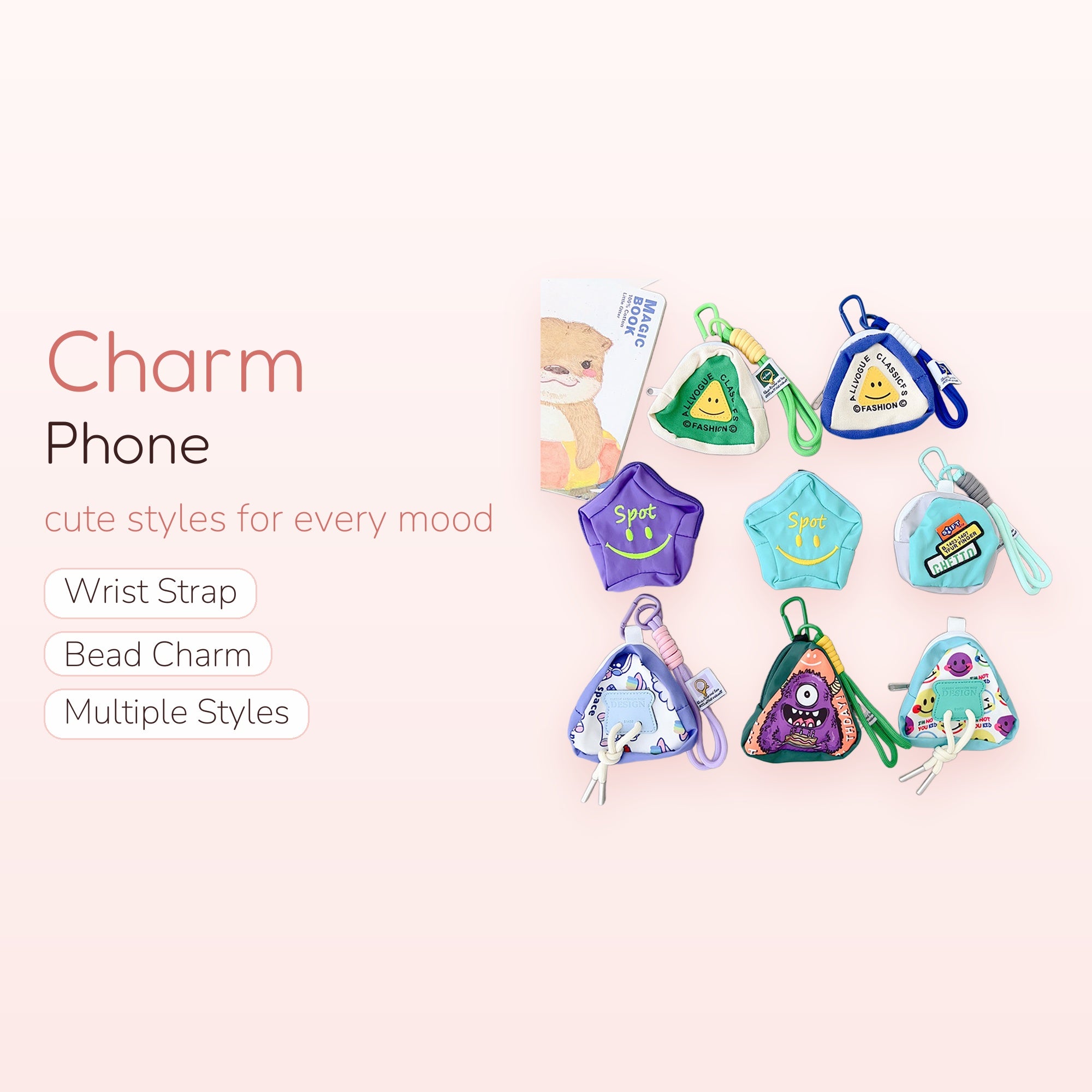 Kawaii Mini Pouch Phone Charm Keychain | Cute Coin Purse Bag Charm