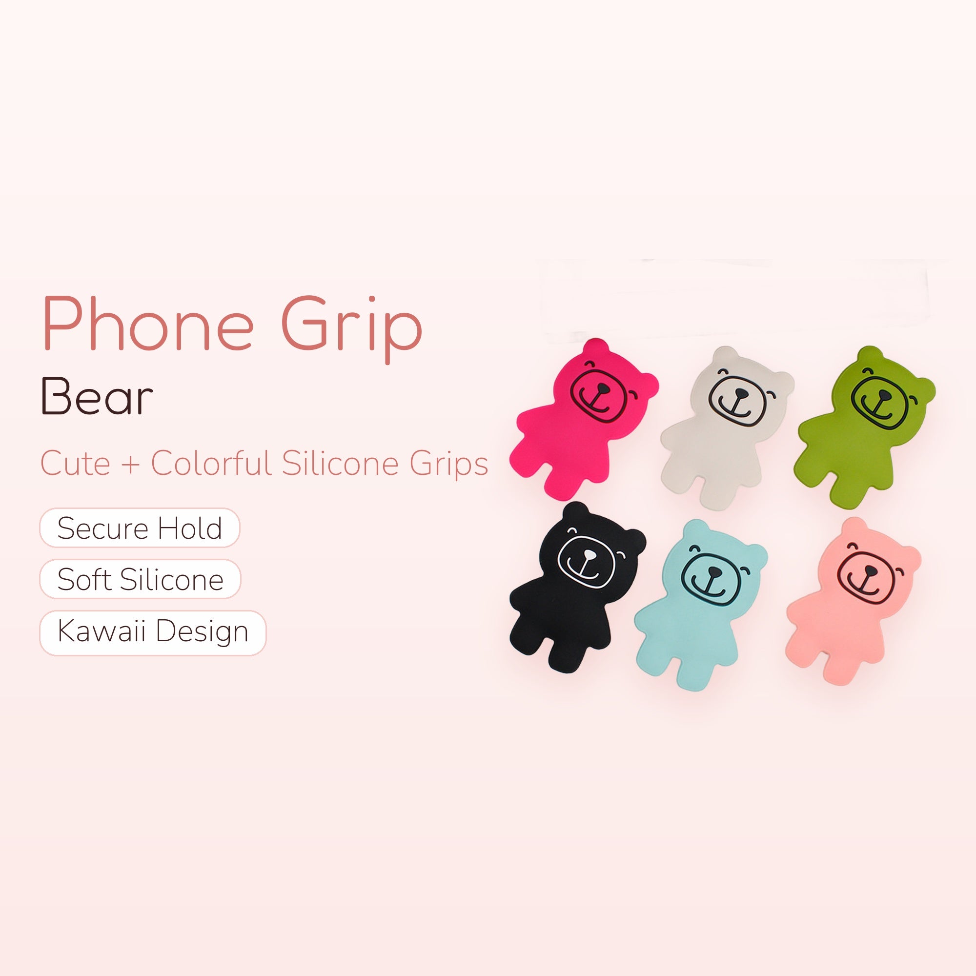 Cute Bear Phone Grip | Kawaii Silicone Pop Socket for Phones