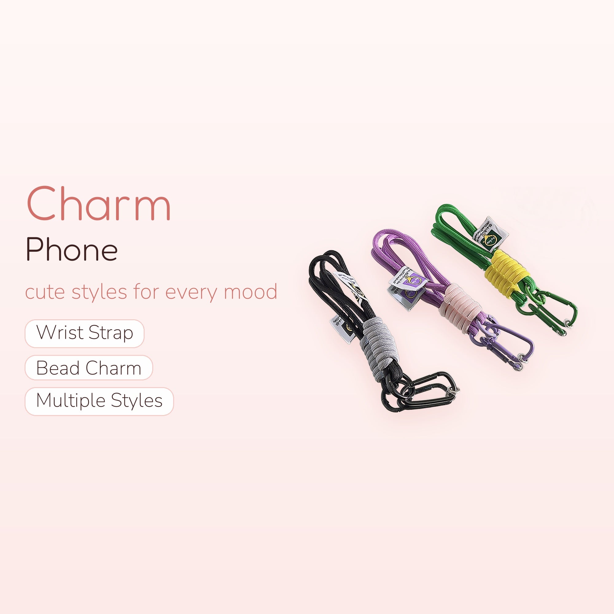 Colorful Braided Rope Phone Charm | Aesthetic Wrist Lanyard with Carabiner
