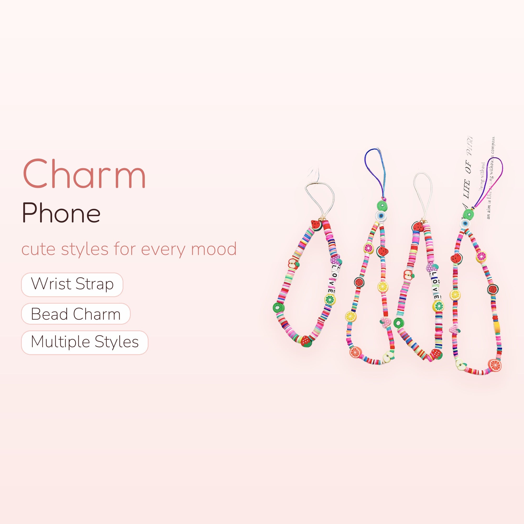 In Bloom — Crystal Pearl & Flower Pastel Beaded Phone Charm Wrist Strap