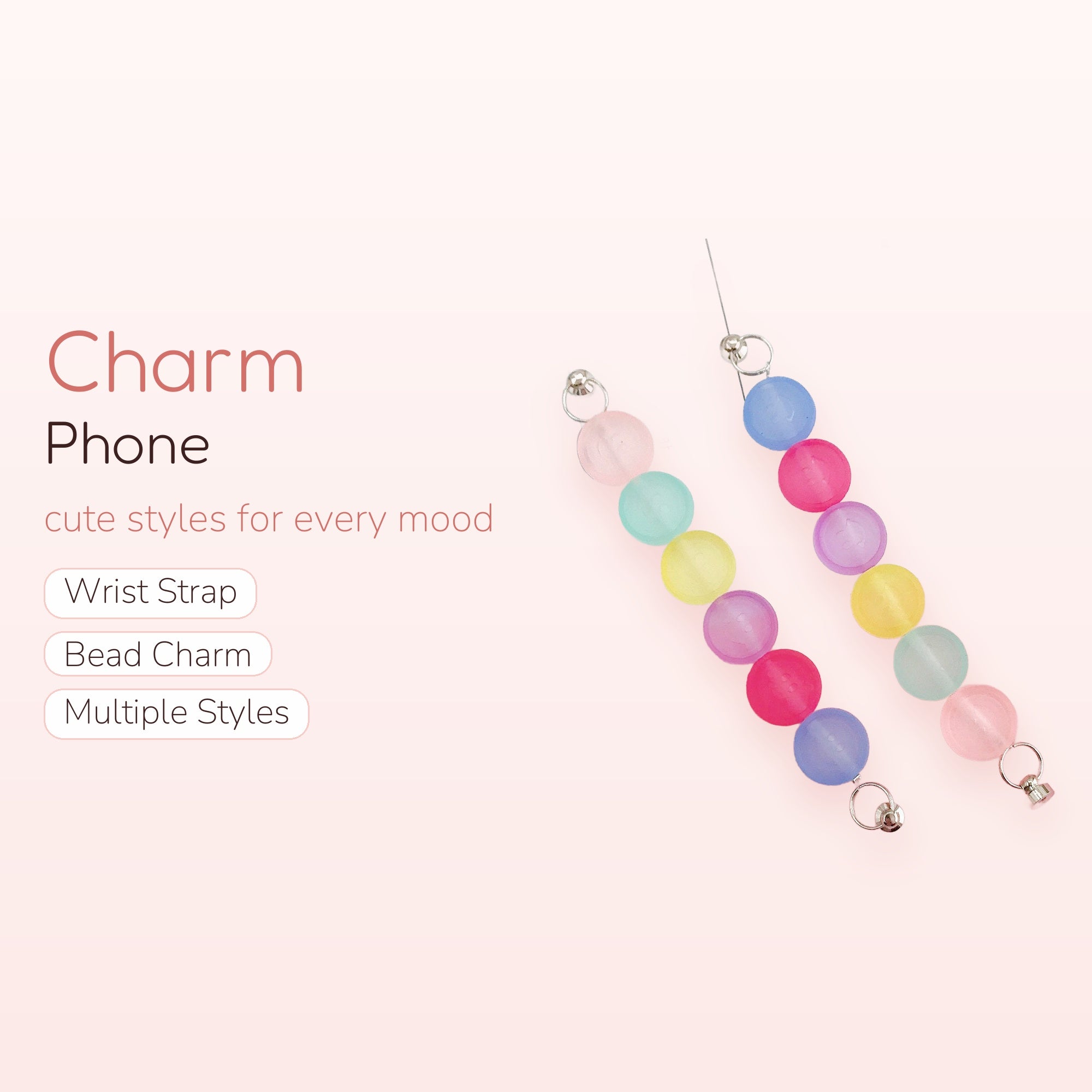 Pastel Frosted Bead Phone Charm | Kawaii Aesthetic Phone Strap