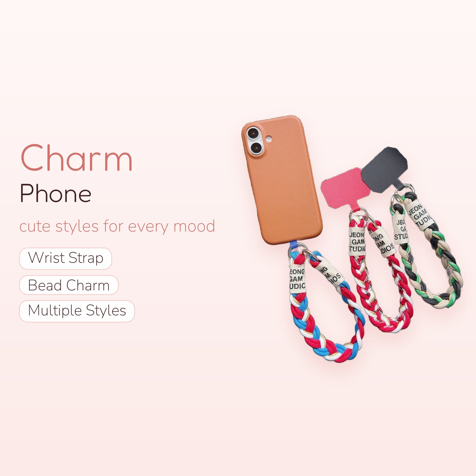Braided Wrist Phone Charm Strap | Colorful Woven Lanyard with Phone Tether