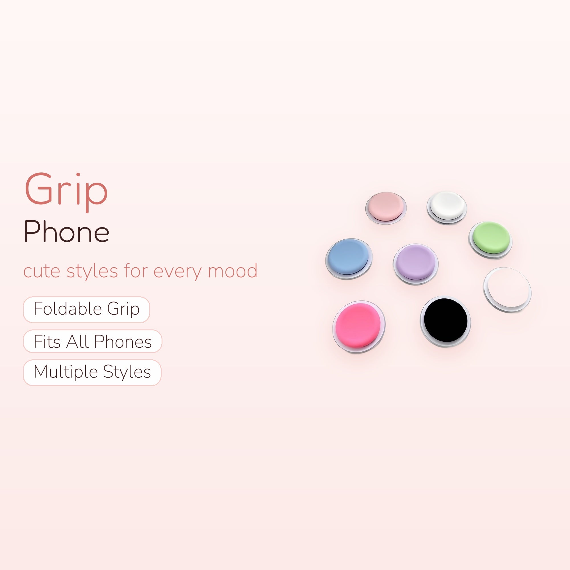 Pastel Silicone Phone Grip Set | Cute Round Pop Socket Stand