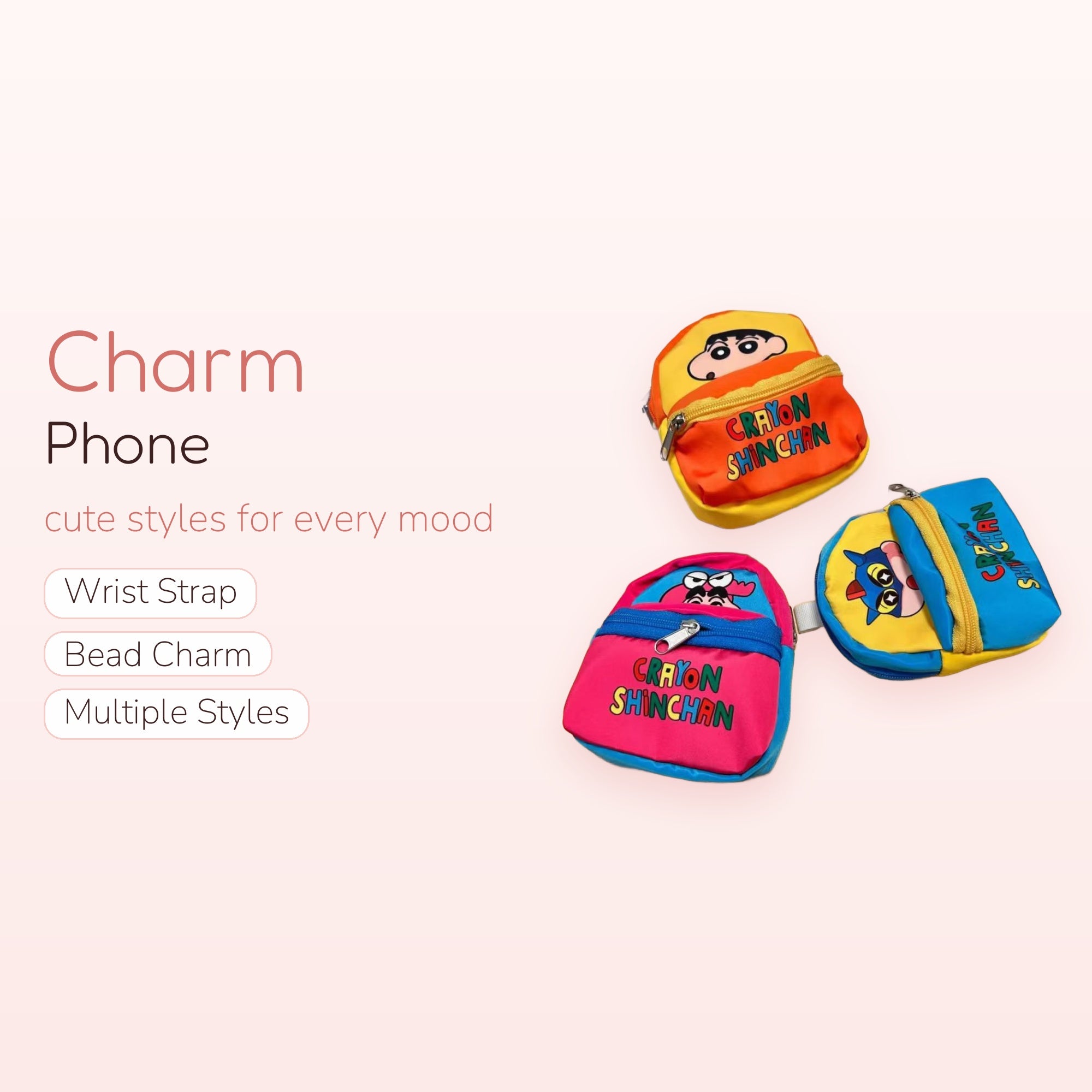 Kawaii Crayon Shinchan Mini Backpack Phone Charm | Cute Anime Character Keychain