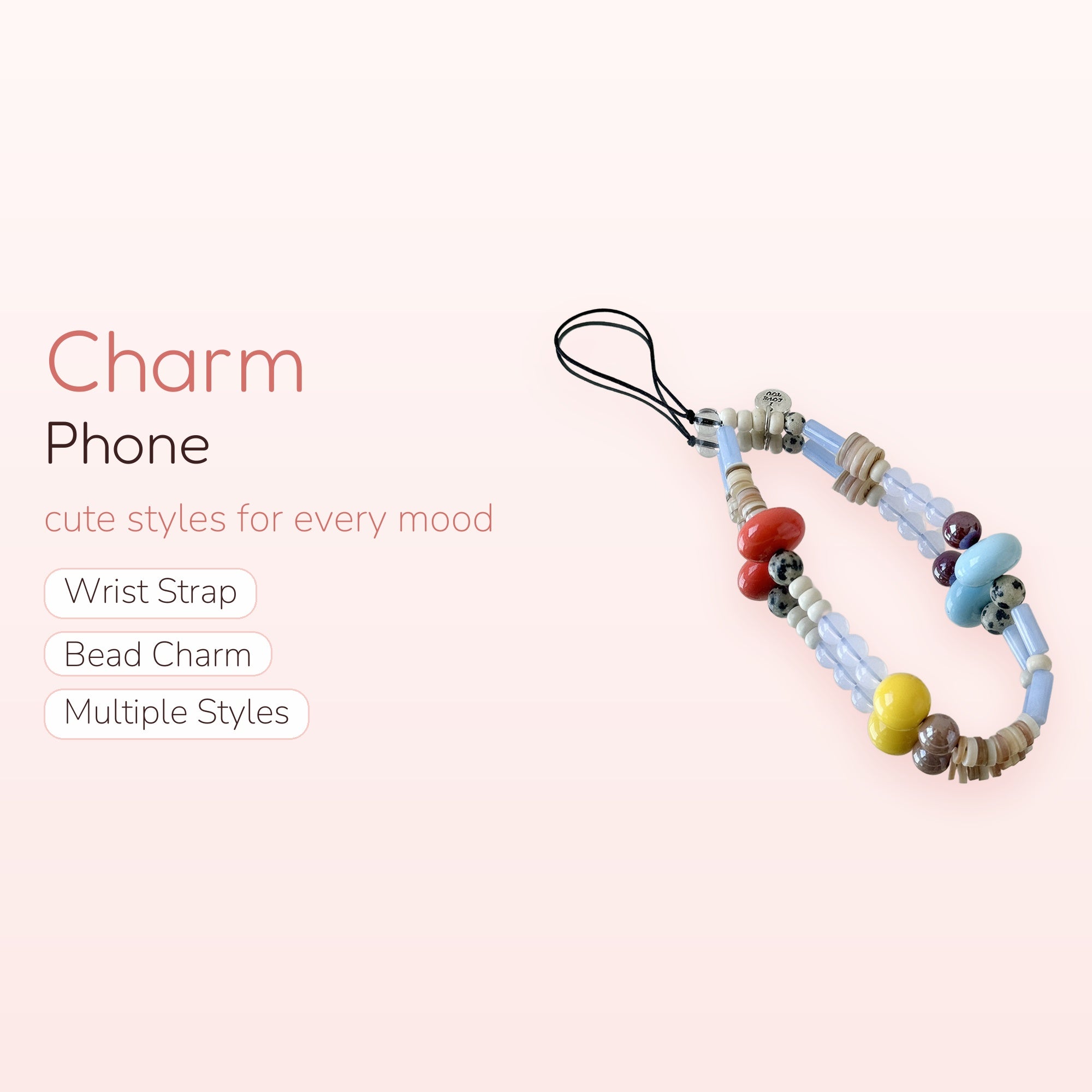 Aesthetic Beaded Phone Charm Strap | Colorful Y2K Wrist Lanyard