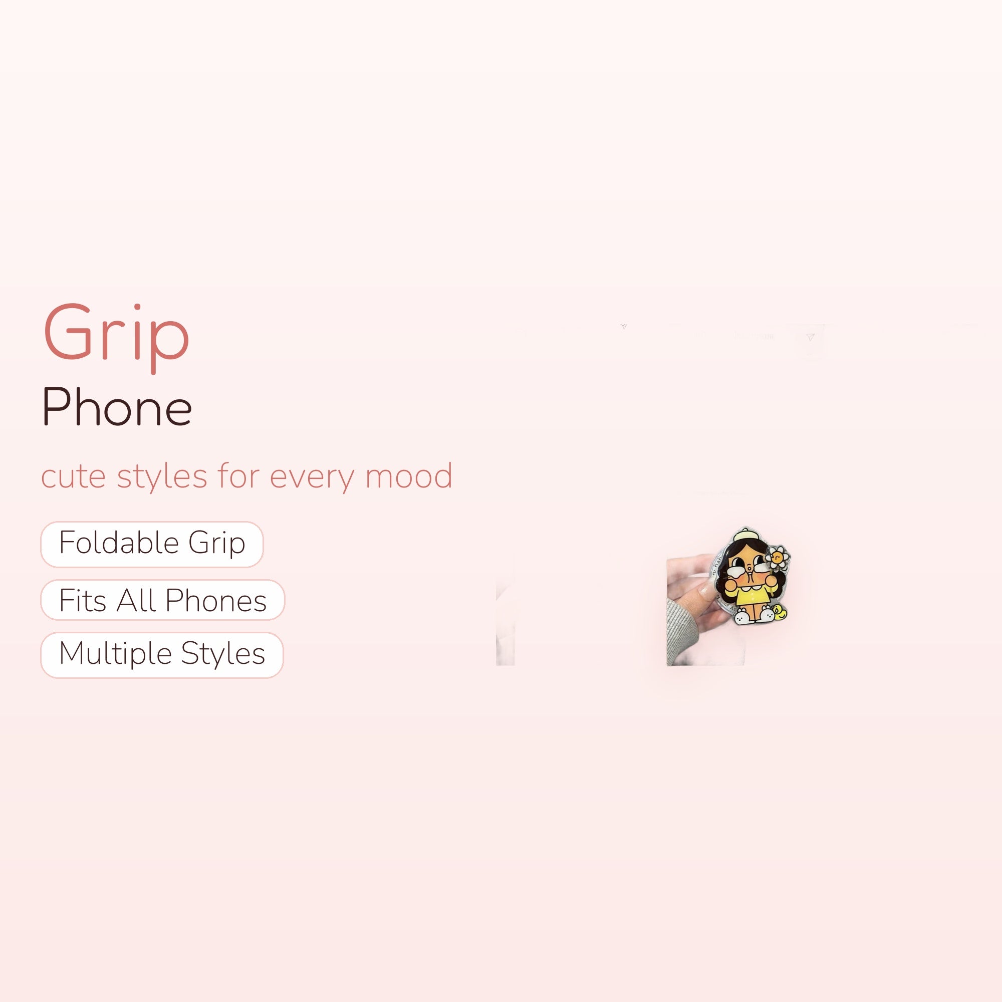 Kawaii Crying Anime Girl Phone Grip Collection | Cute Pop Socket Stand for Phones