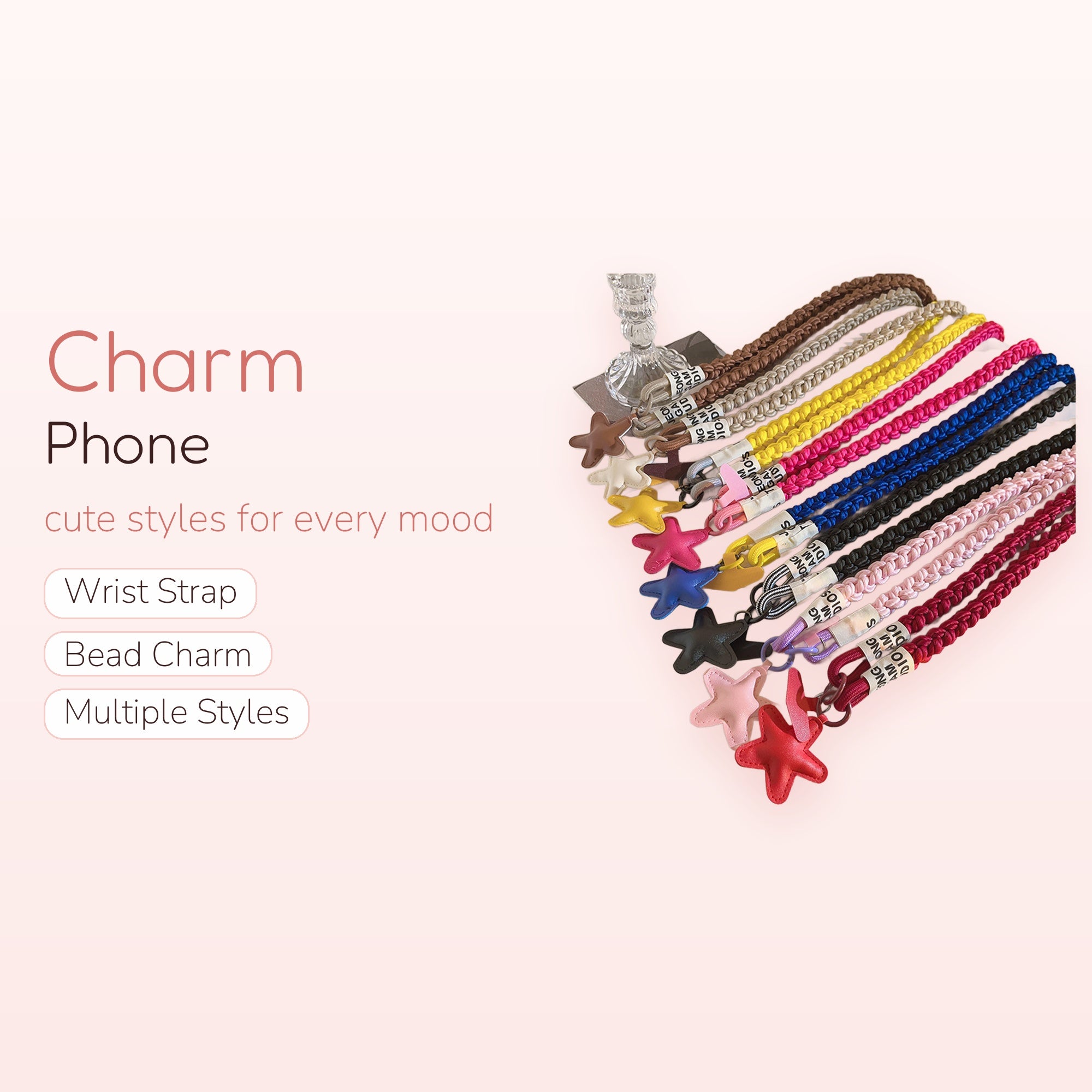 Braided Rope Star Phone Charm Lanyard | Colorful Wrist Strap with Star Pendants