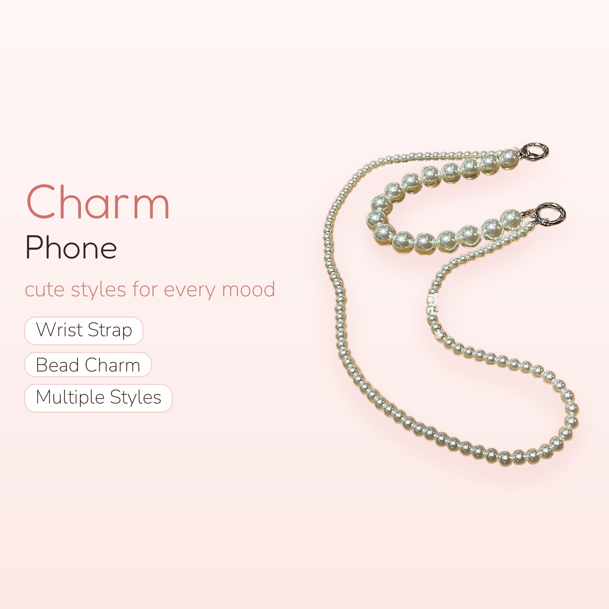 Elegant Pearl Phone Charm Strap | Classic Beaded Wrist Lanyard