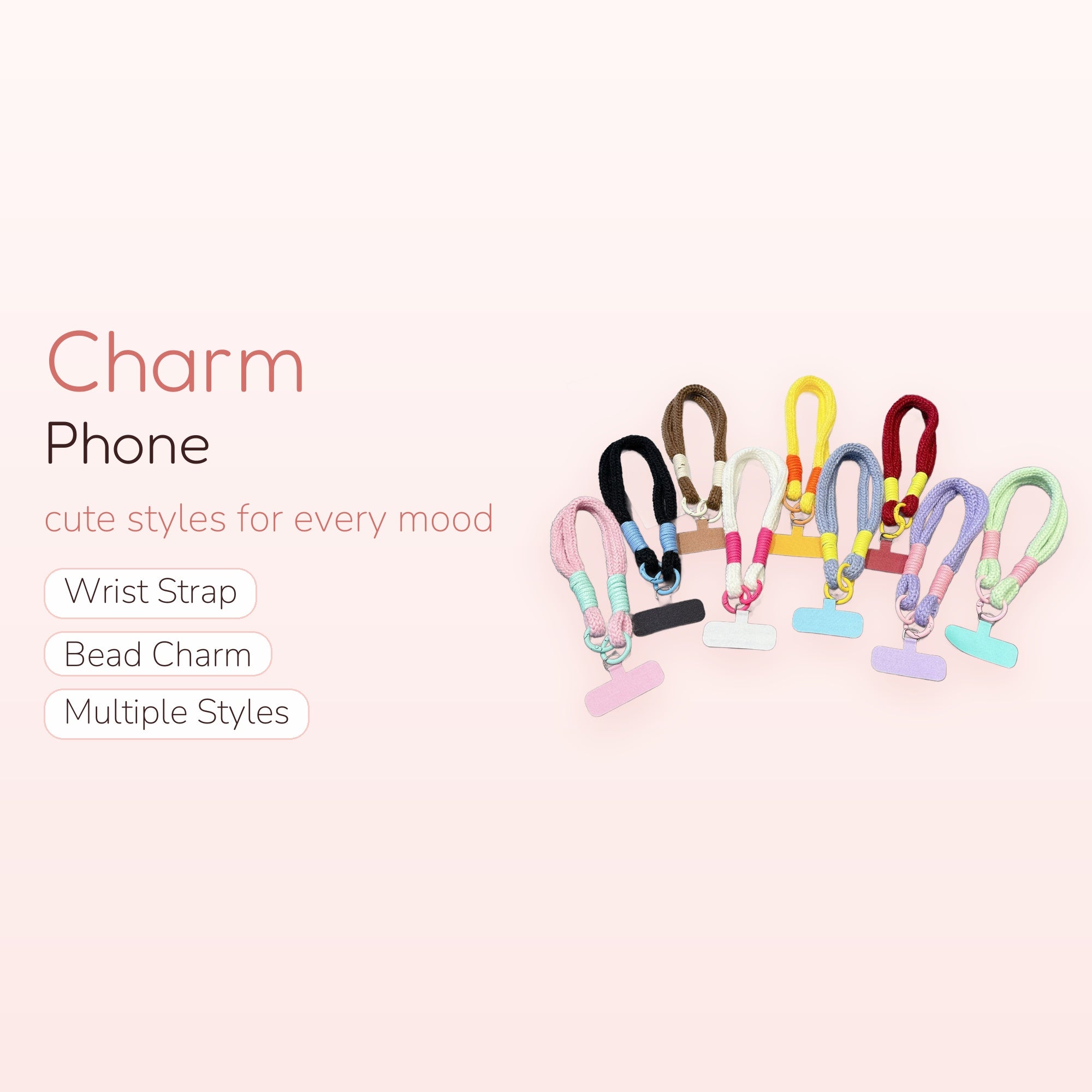 Knitted Braided Phone Charm Strap | Colorful Wrist Lanyard with Phone Tether