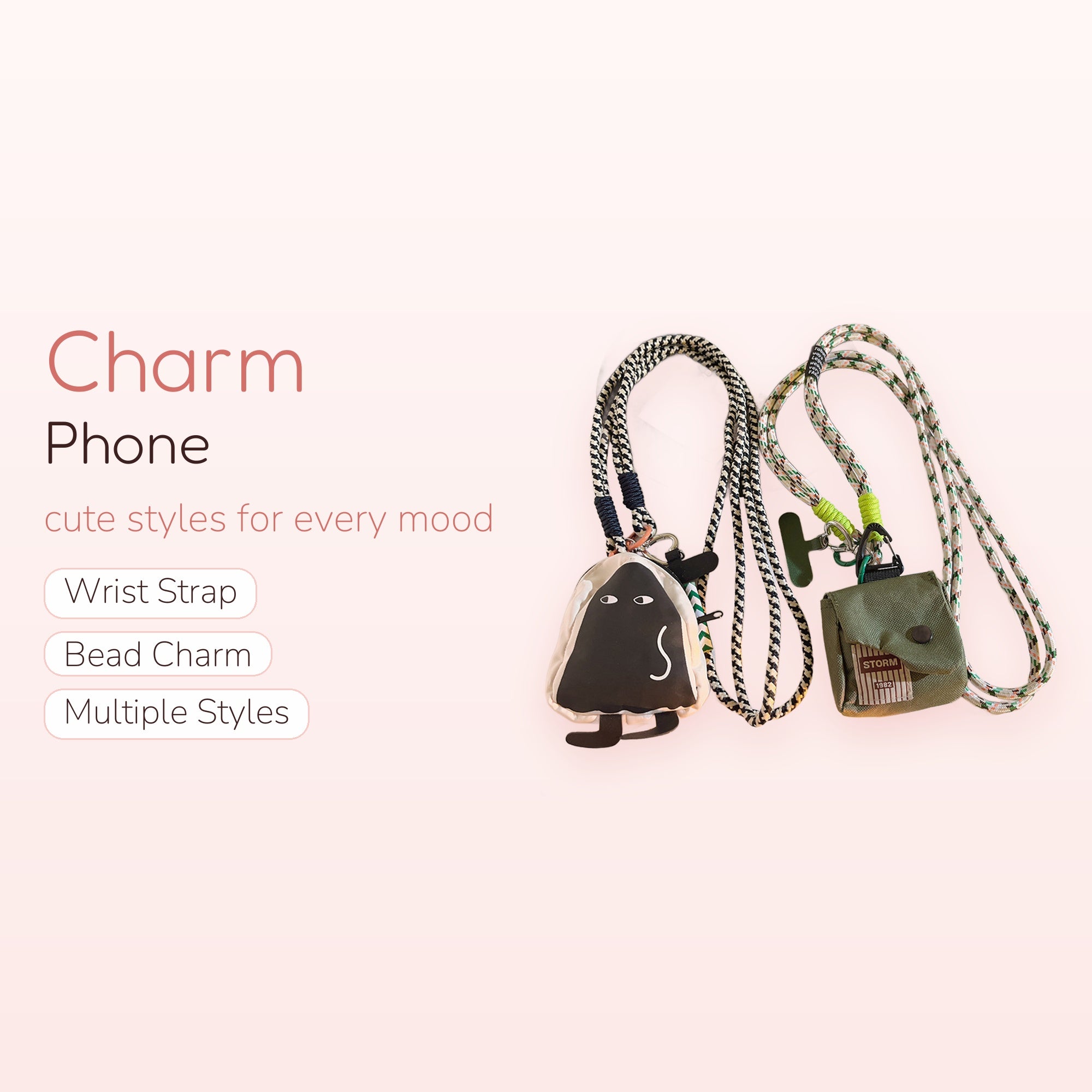 Cute Cartoon Ghost & Mini Pouch Phone Lanyard | Aesthetic Crossbody Phone Strap