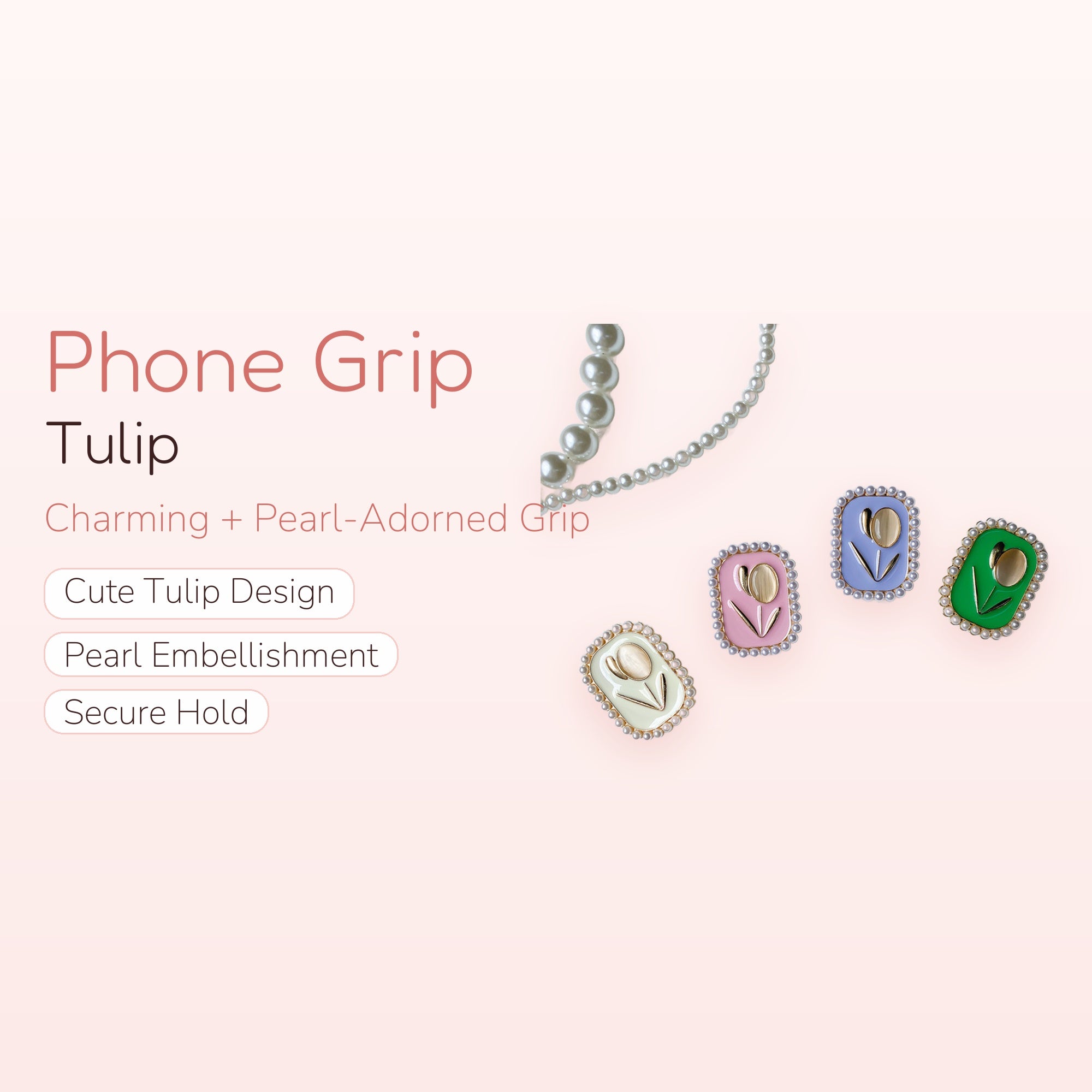 Pearl Tulip Phone Grip | Cute Floral Pop Socket for Phones