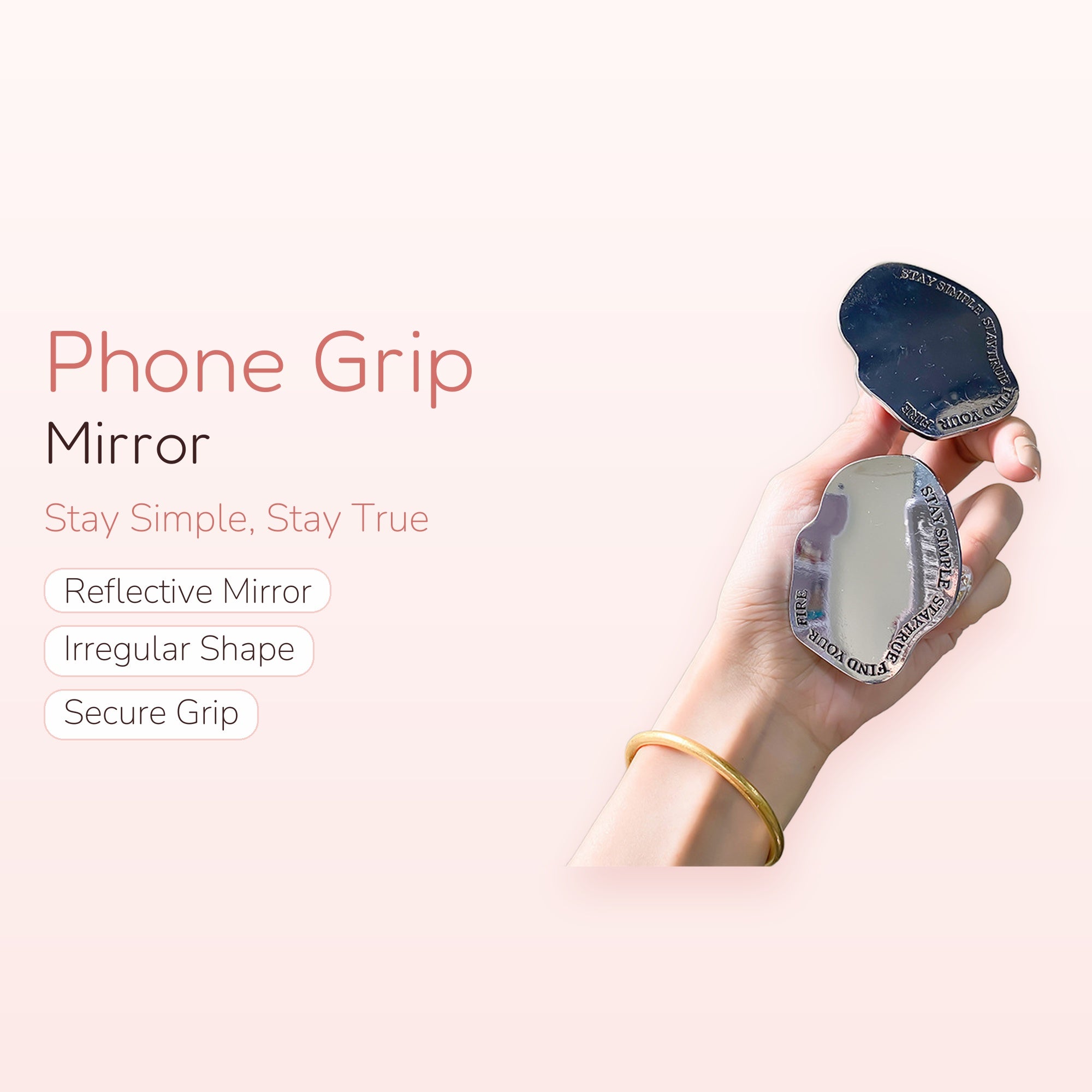 Irregular Mirror Phone Grip | Aesthetic Silver Pop Socket Stand | Y2K Kawaii Phone Accessory | Gift for Her
