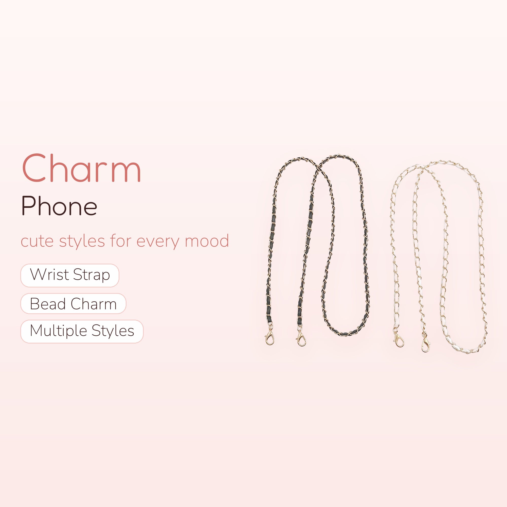 Chic Gold Chain & Leather Phone Charm Strap | Elegant Crossbody Lanyard