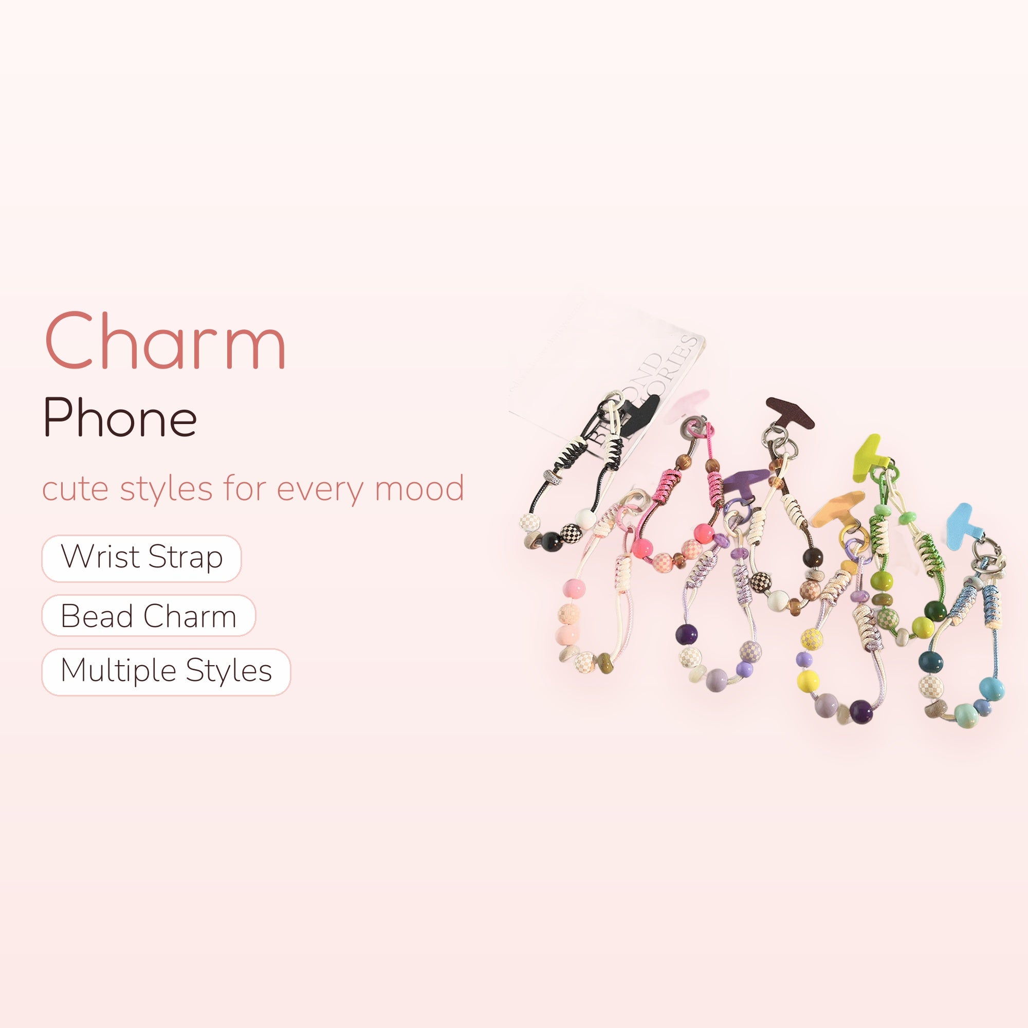 Aesthetic Beaded Phone Charm Strap | Colorful Checkerboard Wrist Lanyard