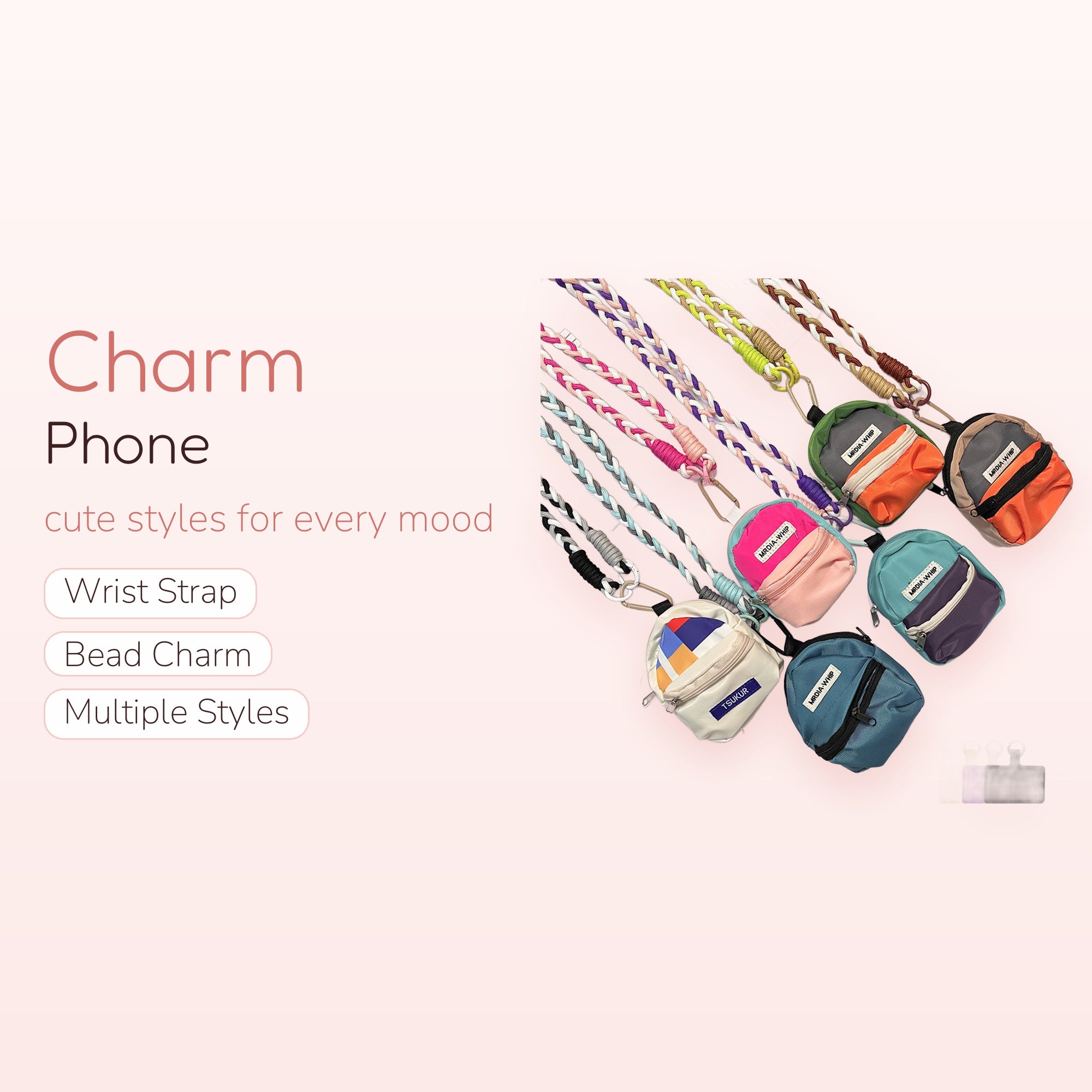 Braided Rope Mini Backpack Phone Charm Lanyard | Colorful Aesthetic Crossbody Strap