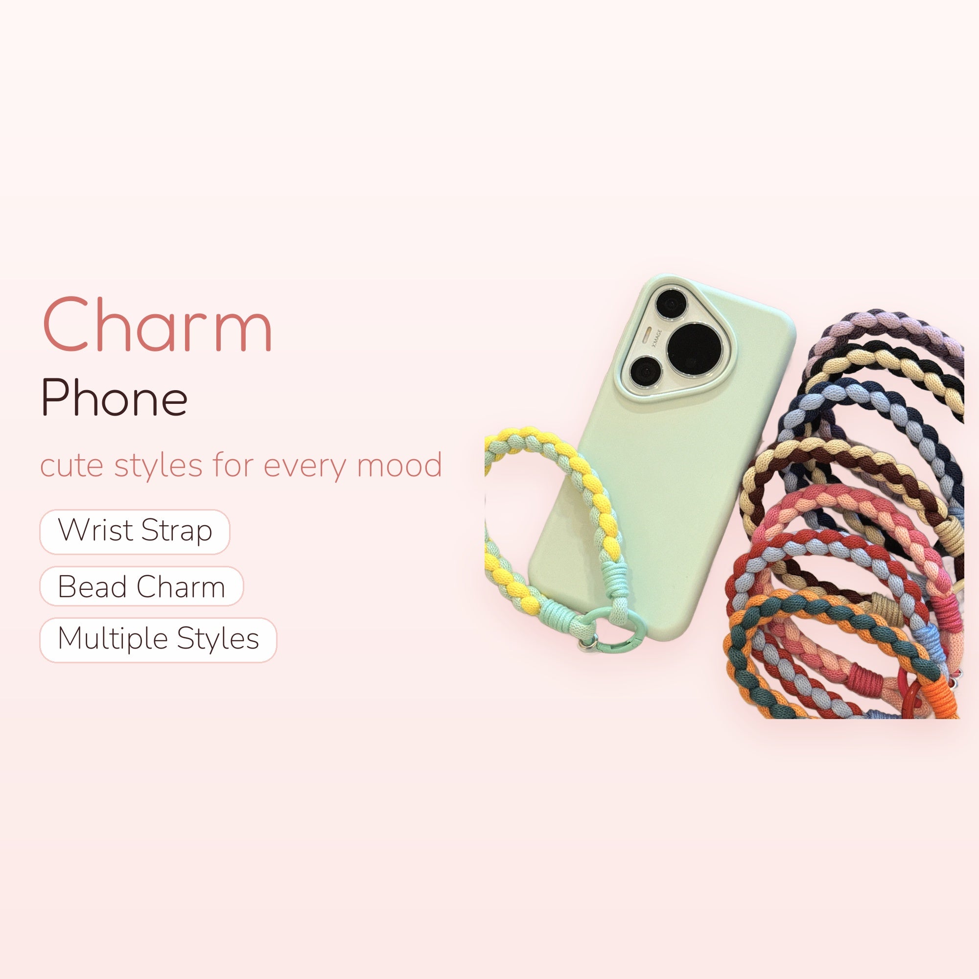 Braided Multi-Color Wrist Phone Charm | Aesthetic Woven Lanyard Strap