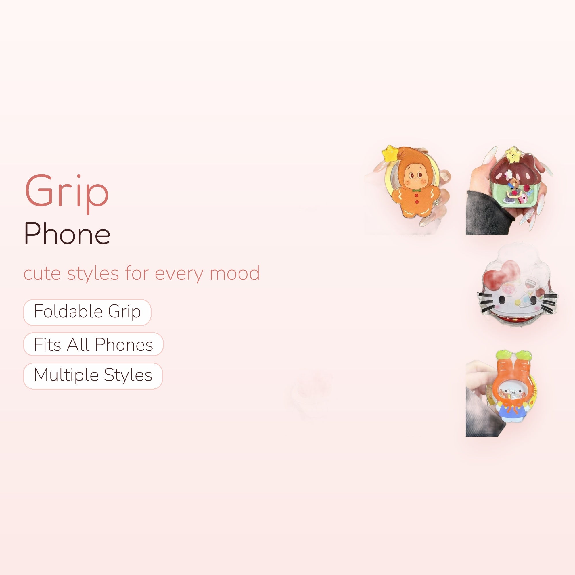 Cute Cartoon Character Phone Grip | Kawaii Pop Socket Stand for Girls