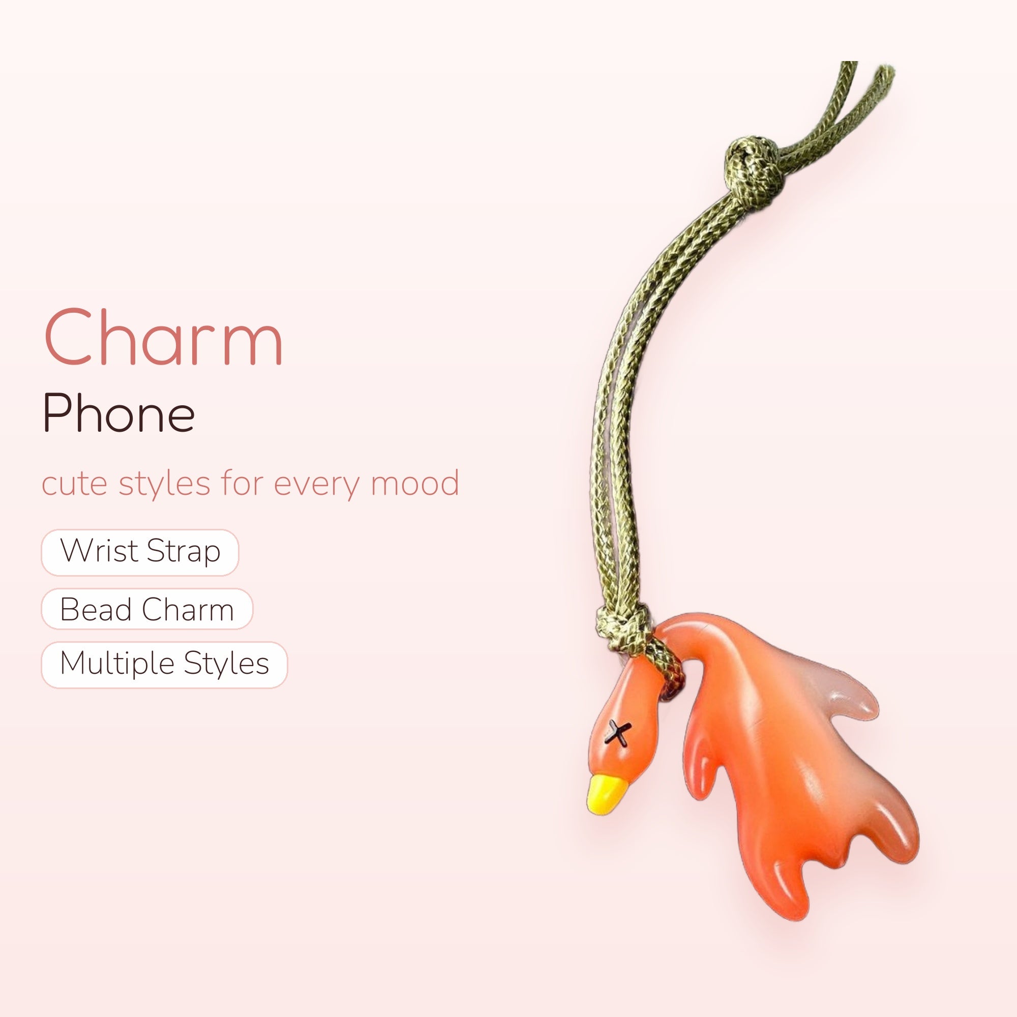 Orange Duck & Ghost Phone Charm | Cute Y2K Aesthetic Lanyard