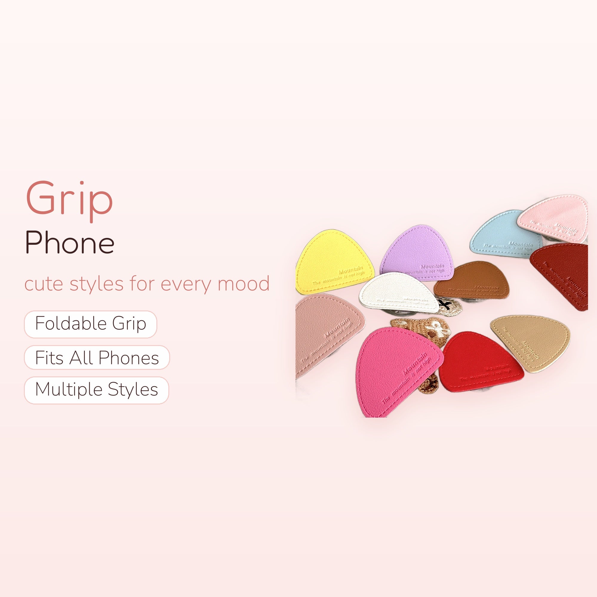 Pastel Mountain Phone Grip | Kawaii Faux Leather Pop Socket Stand