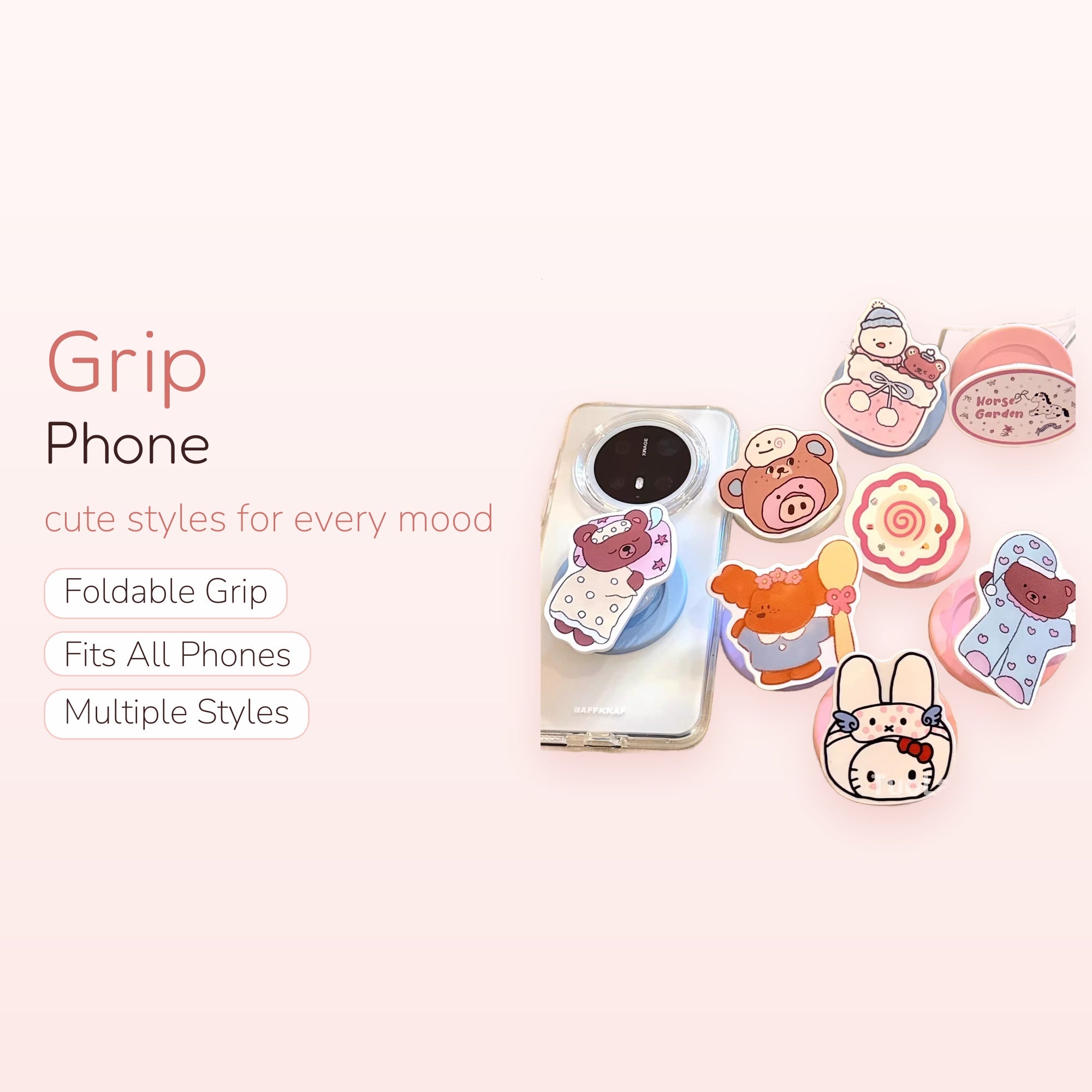 SimplyBubbi — Sweet Dreams Animal Phone Grips | Cute Bear Bunny Pop Socket