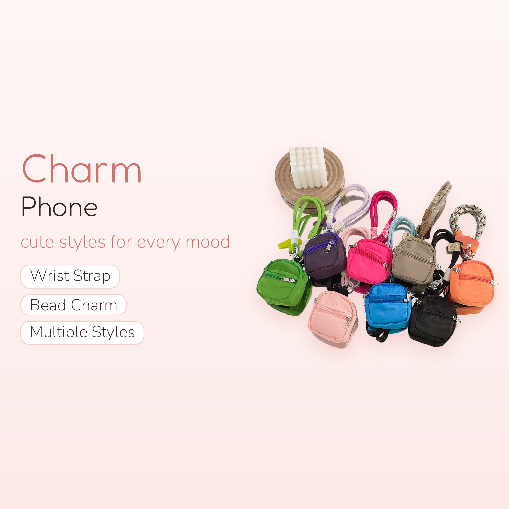 Mini Backpack Phone Charm Wrist Strap | Cute Colorful Keychain Lanyard