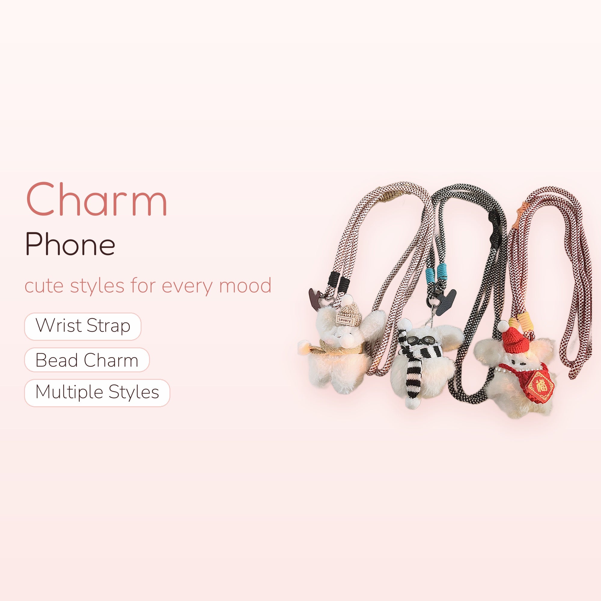 Cute Fluffy Animal Phone Lanyard | Kawaii Plush Bear & Bunny Crossbody Strap