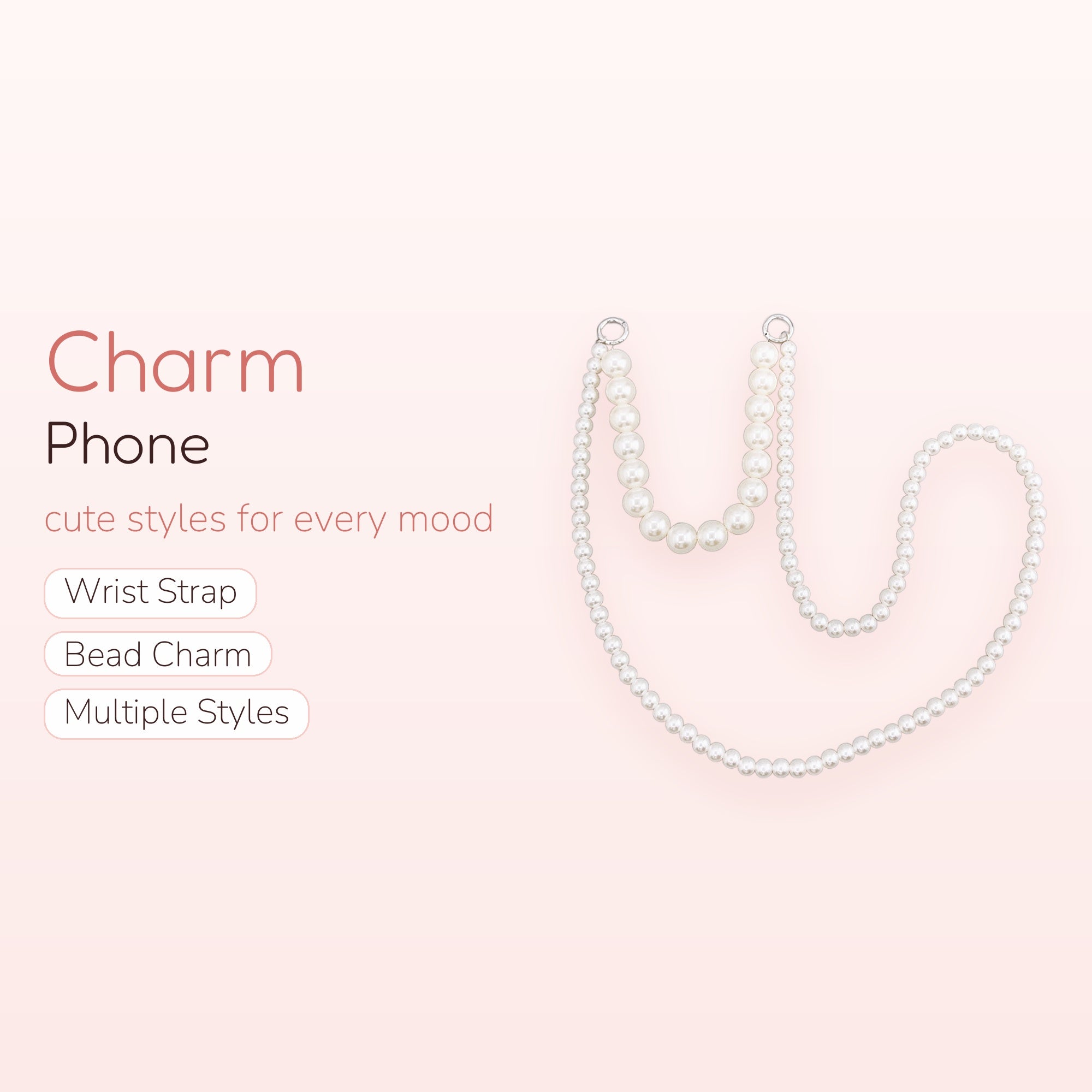 Elegant Pearl Phone Charm Strap | Classic Beaded Wrist Lanyard