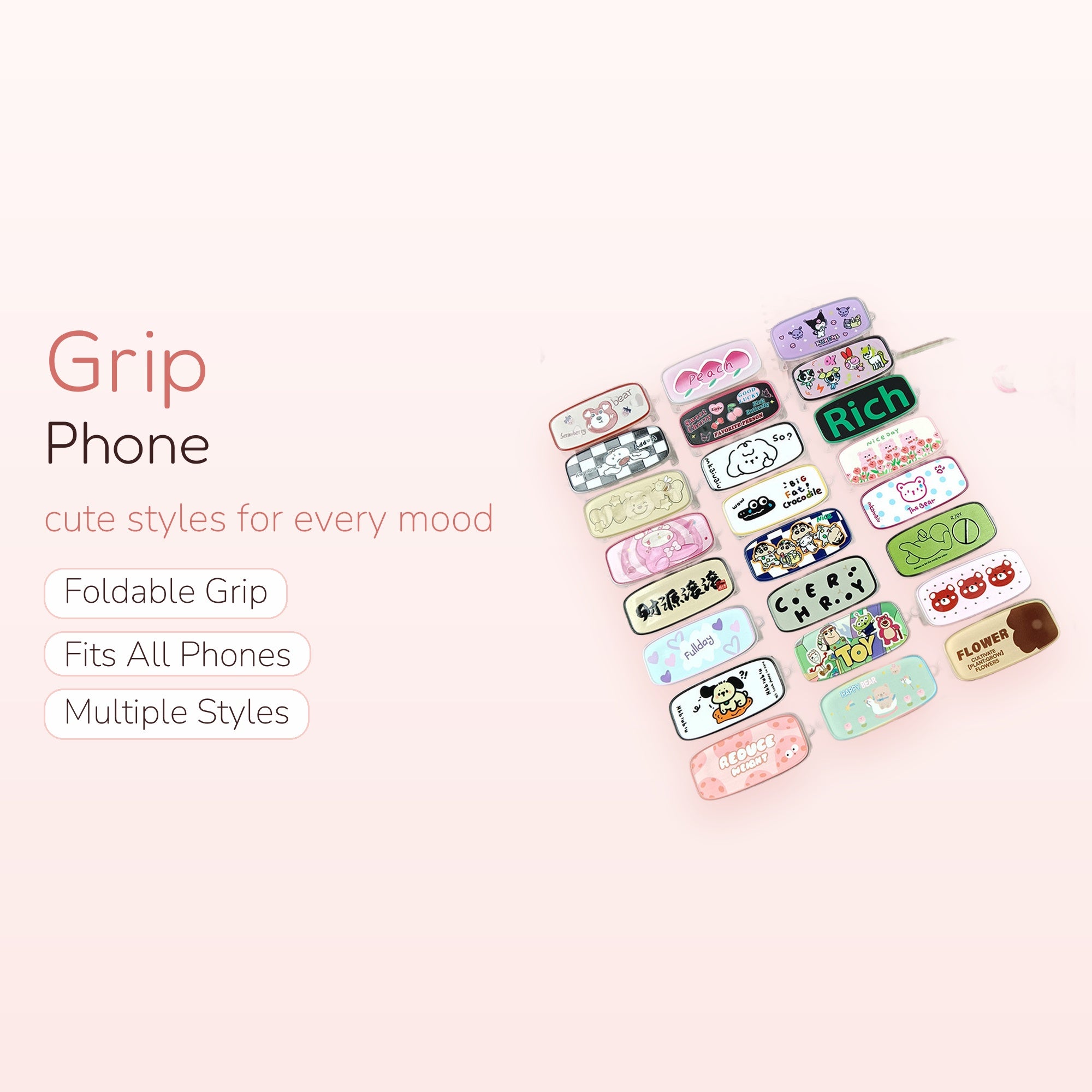 Cute Cartoon Character Phone Grip | Kawaii Pop Socket Stand for iPhone