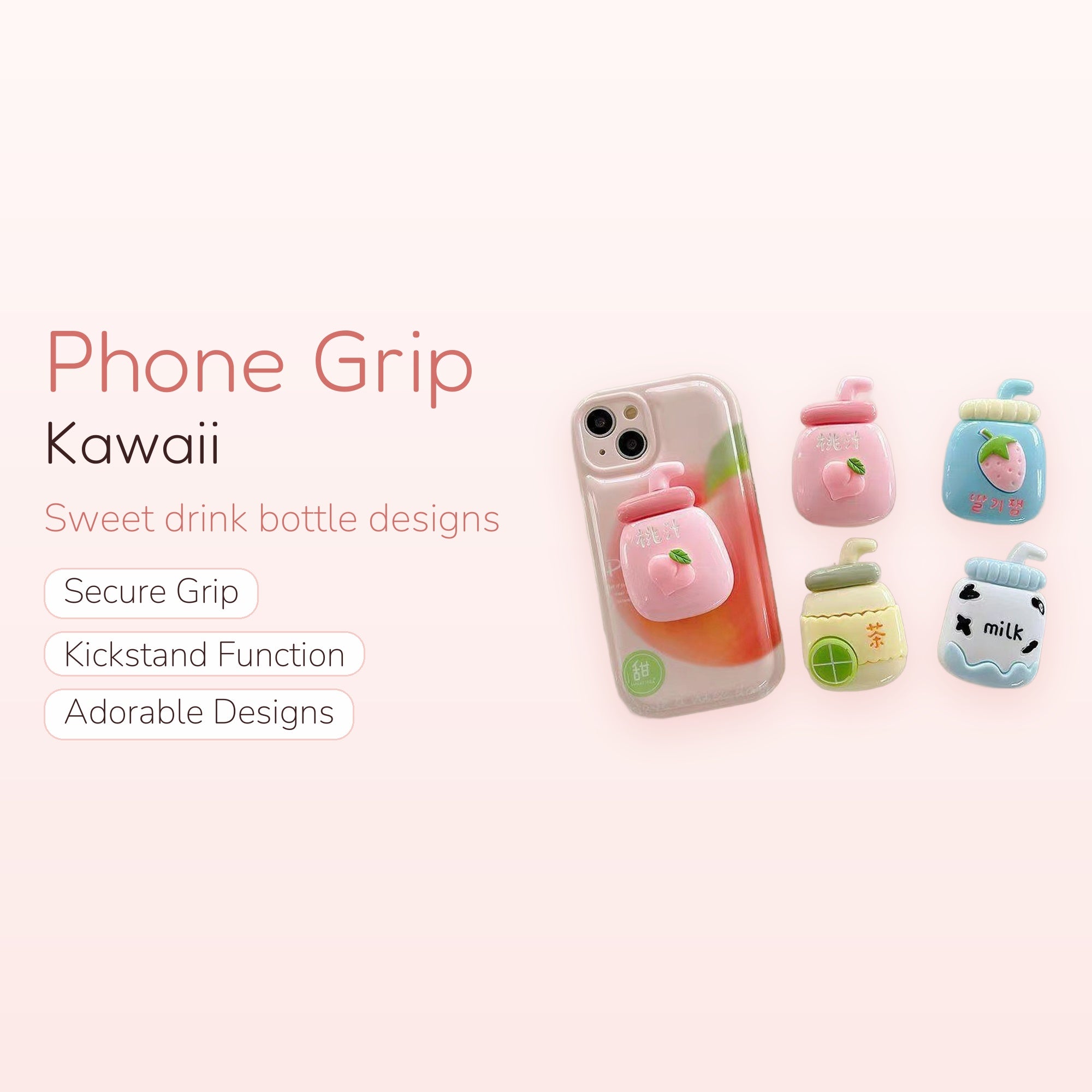 Clover Cup — Kawaii Flower & Bear Phone Grip Stand
