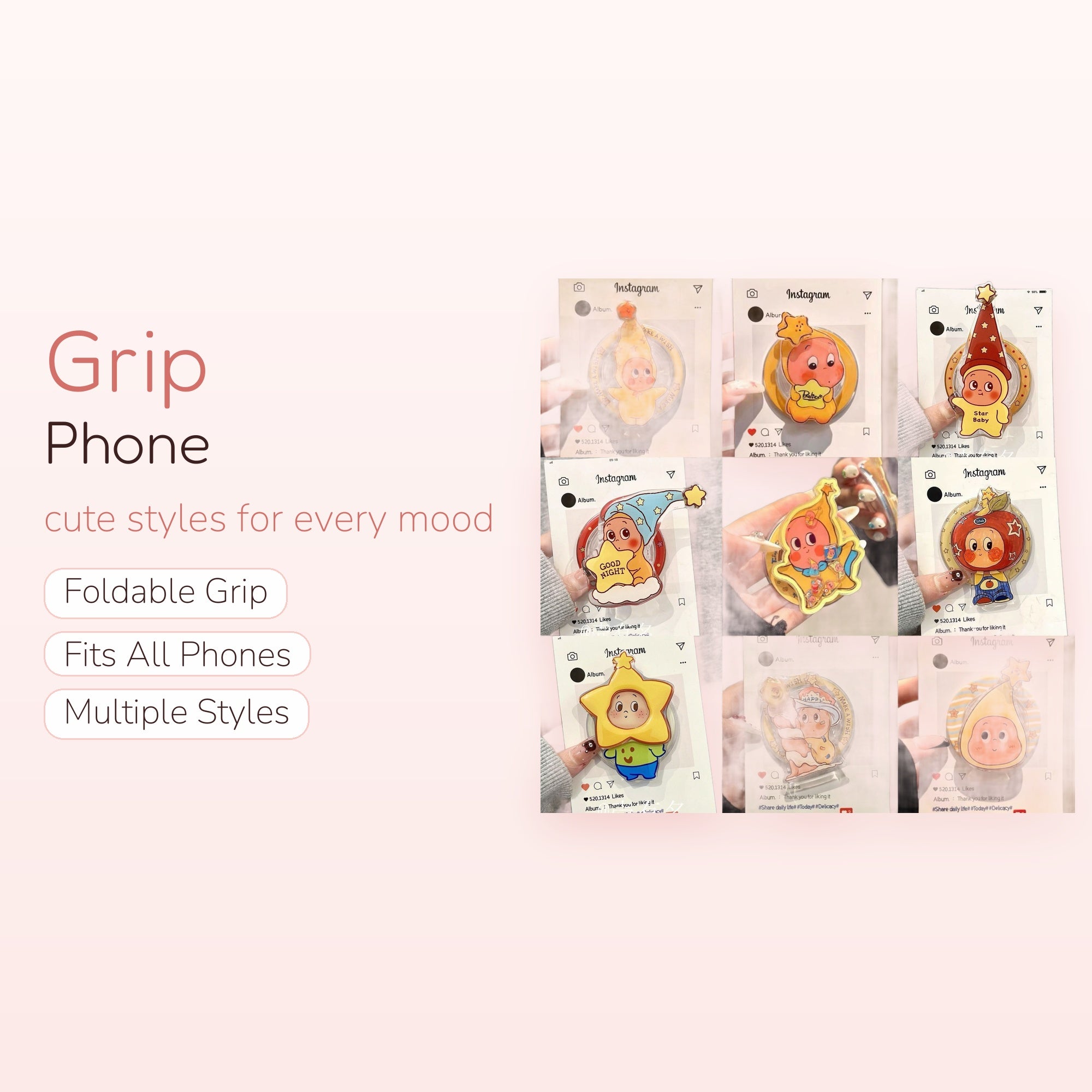 Kawaii Star Baby Phone Grip | Cute Cartoon Character Pop Socket Stand