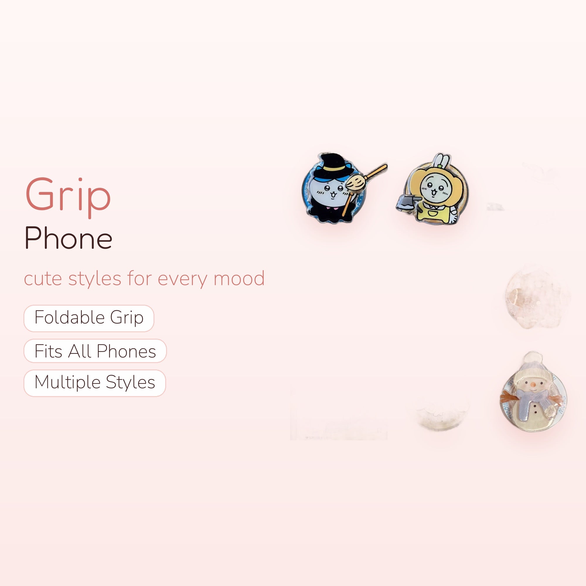 Kawaii Chikawa Character Phone Grip | Cute Cartoon Pop Socket Stand