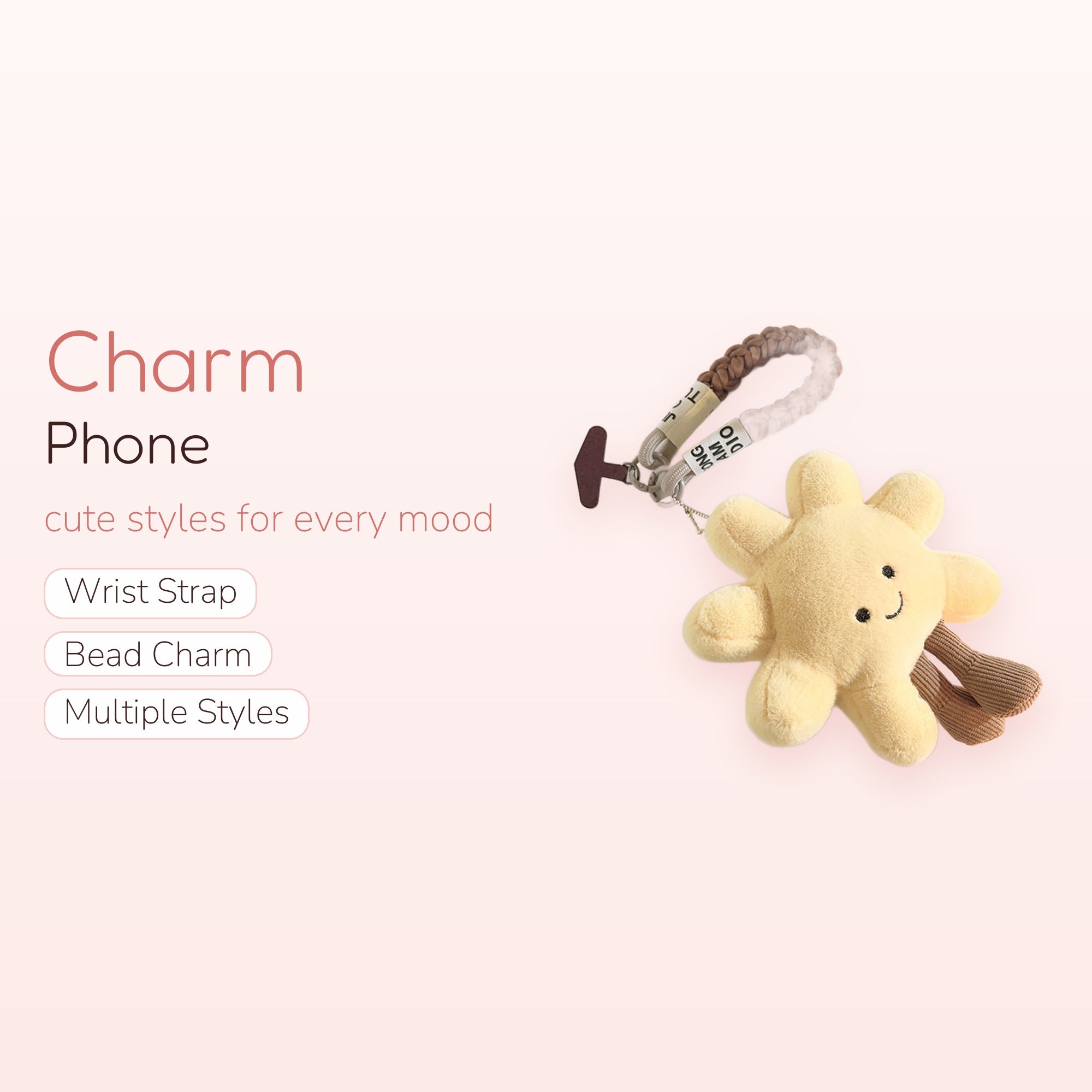 Cute Yellow Star Plush Phone Charm | Braided Wrist Strap Keychain