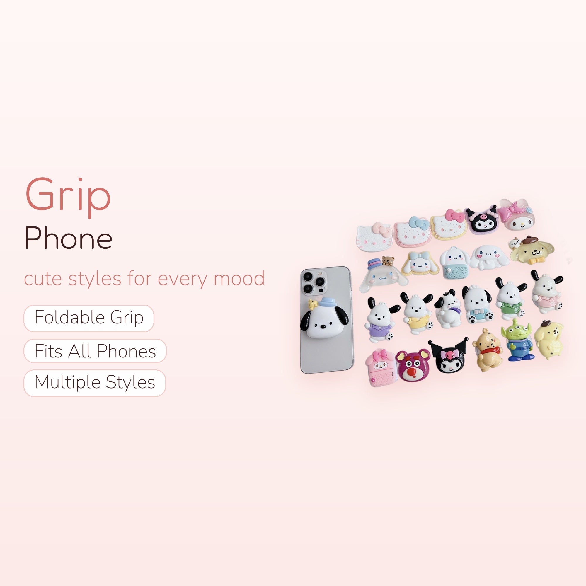 SIMPLYBUBBI — Cute Cartoon Character Phone Grip | Silicone Pop Socket Stand