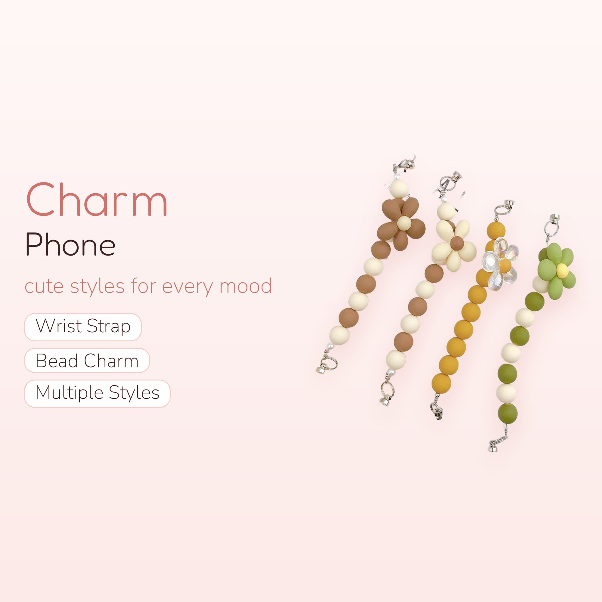 Daisy Daze — Kawaii Pastel Daisy Beaded Phone Charm Wrist Strap